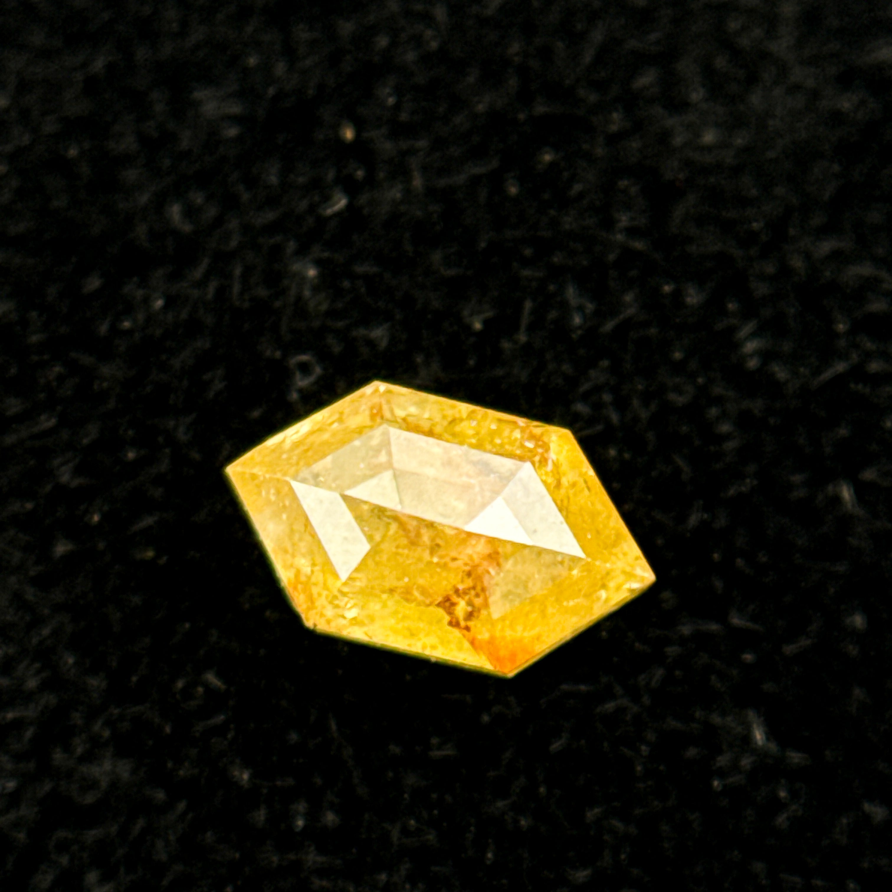 0.33 Ct Hexagon Rose Cut Yellow Natural Salt and Pepper Diamond