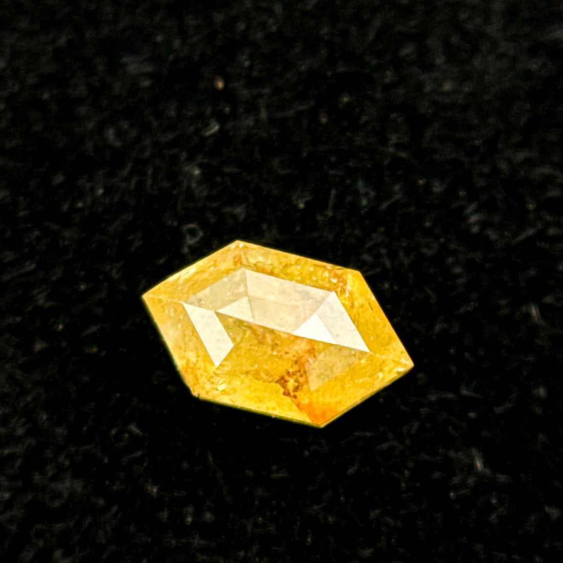 0.33 Ct Hexagon Rose Cut Yellow Natural Salt and Pepper Diamond