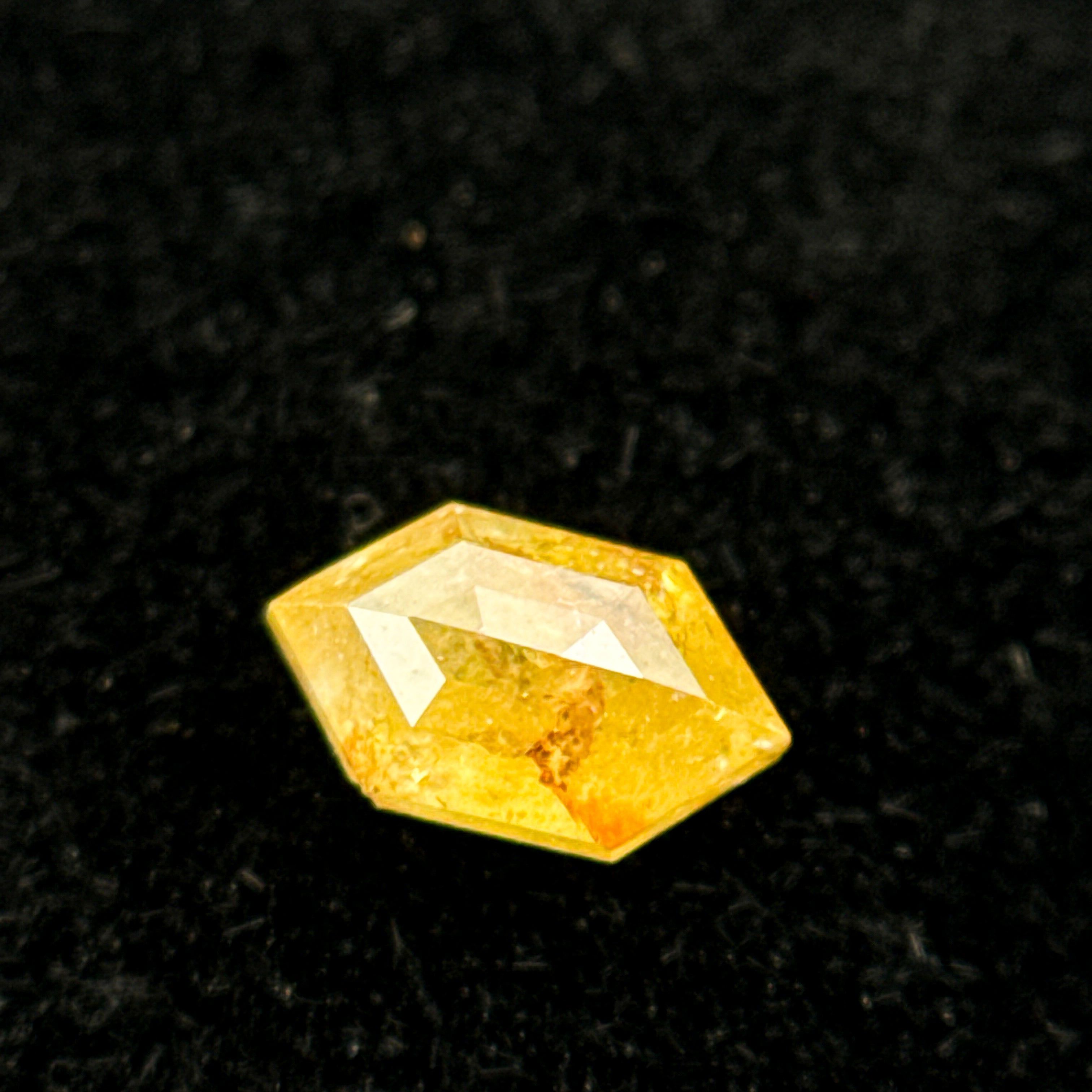 0.33 Ct Hexagon Rose Cut Yellow Natural Salt and Pepper Diamond