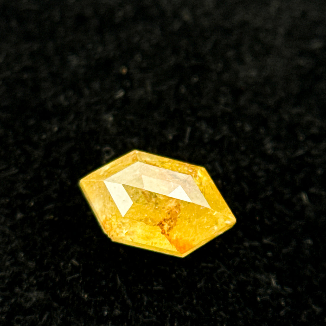 0.33 Ct Hexagon Rose Cut Yellow Natural Salt and Pepper Diamond