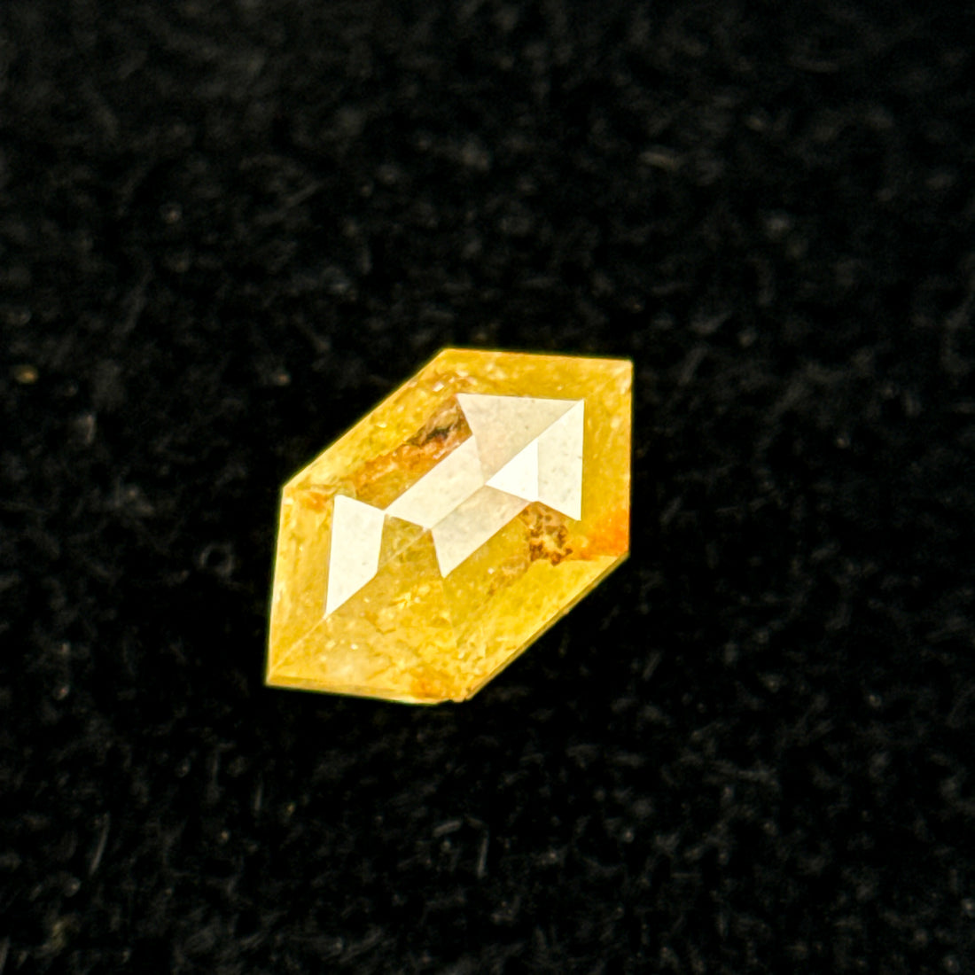 0.33 Ct Hexagon Rose Cut Yellow Natural Salt and Pepper Diamond