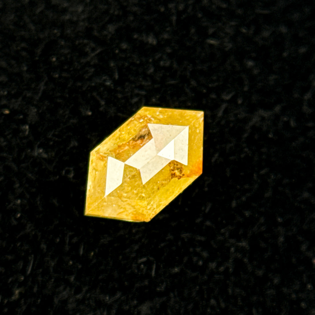 0.33 Ct Hexagon Rose Cut Yellow Natural Salt and Pepper Diamond