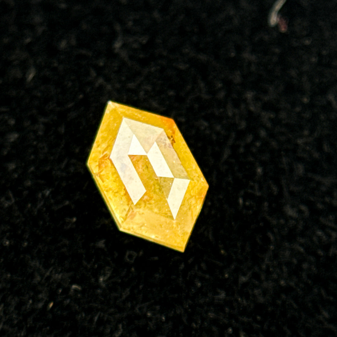 0.33 Ct Hexagon Rose Cut Yellow Natural Salt and Pepper Diamond