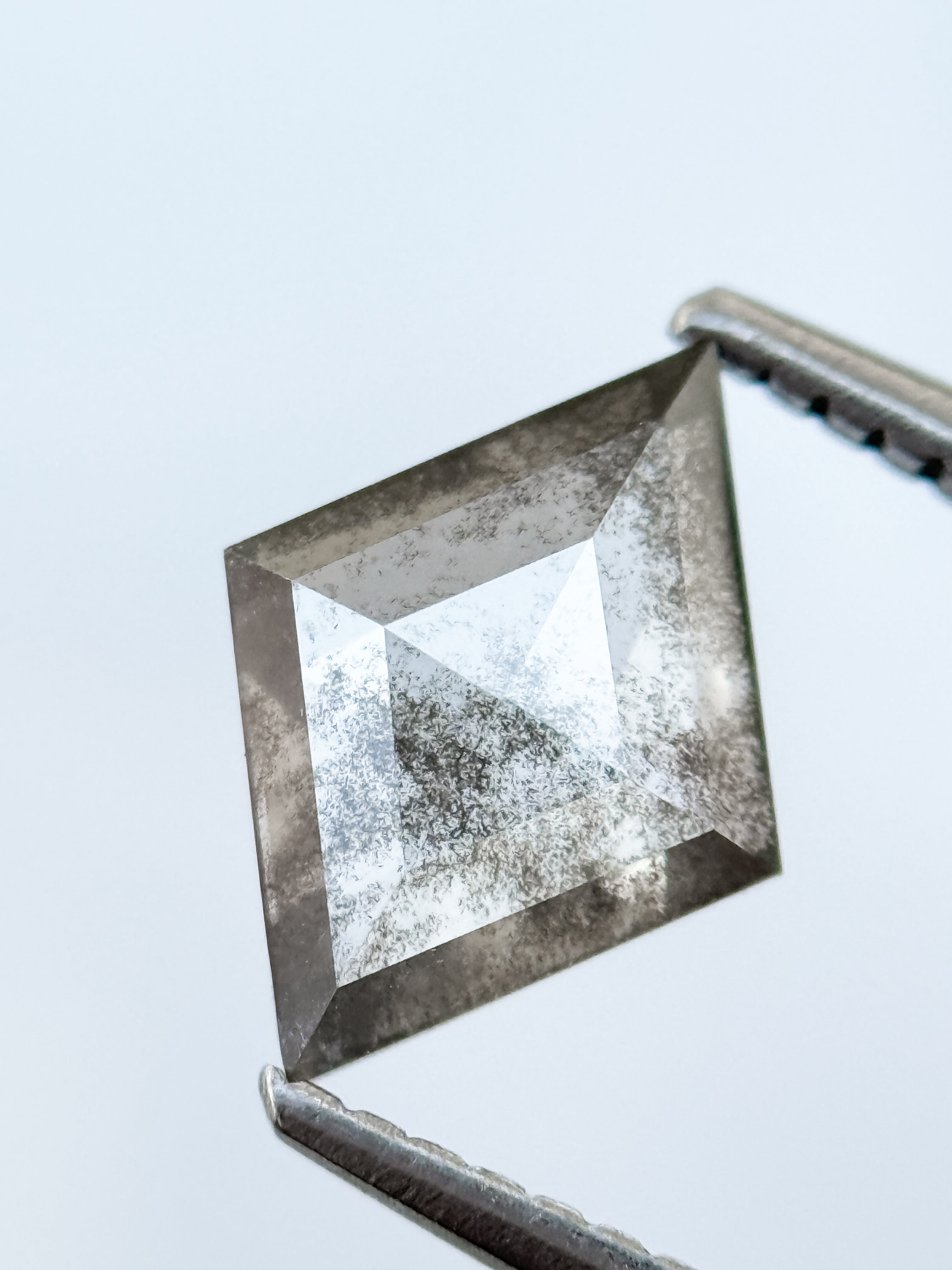 1.26 Ct Kite Rose Cut Grey Natural Salt and Pepper Diamond