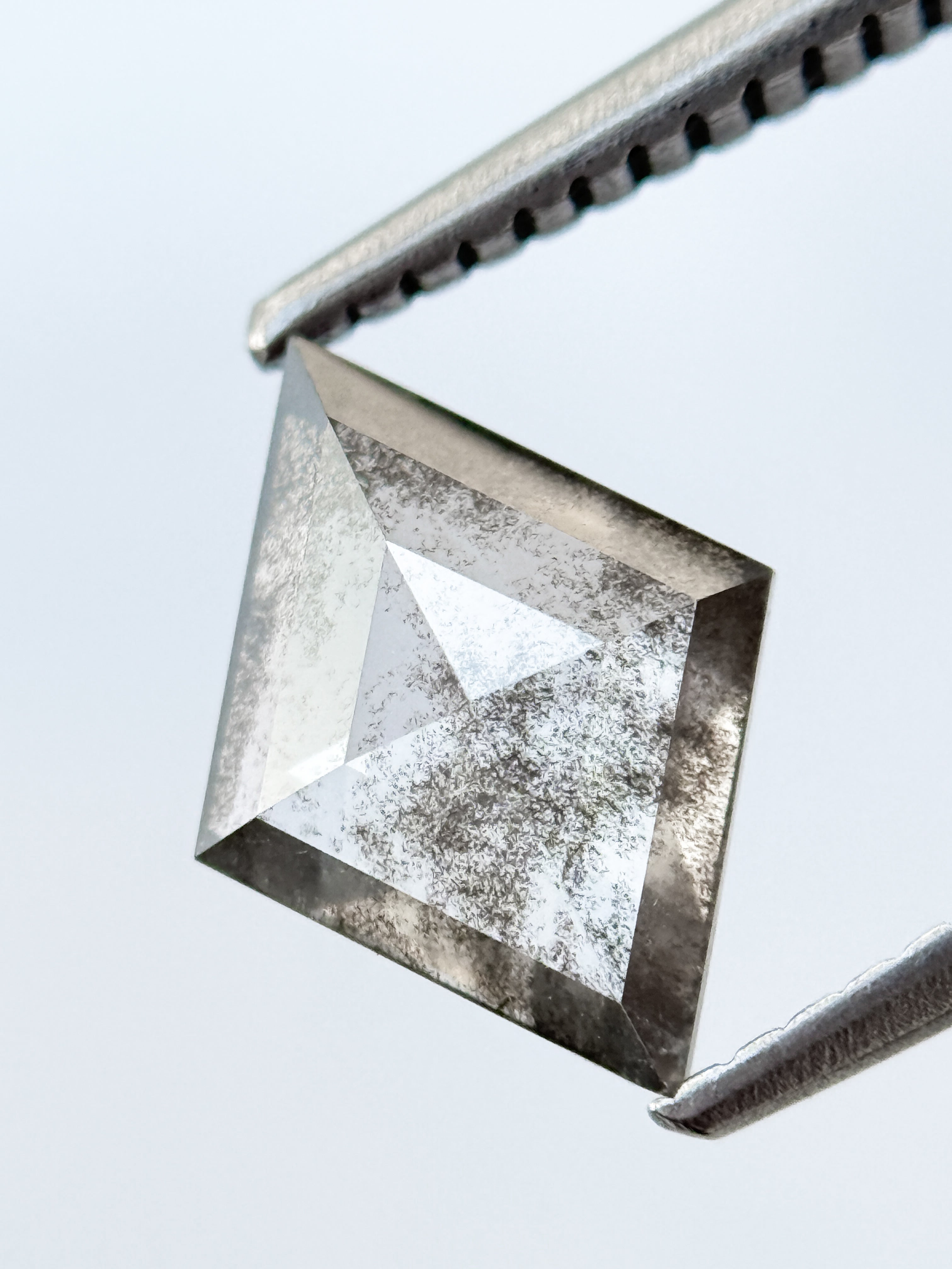 1.26 Ct Kite Rose Cut Grey Natural Salt and Pepper Diamond