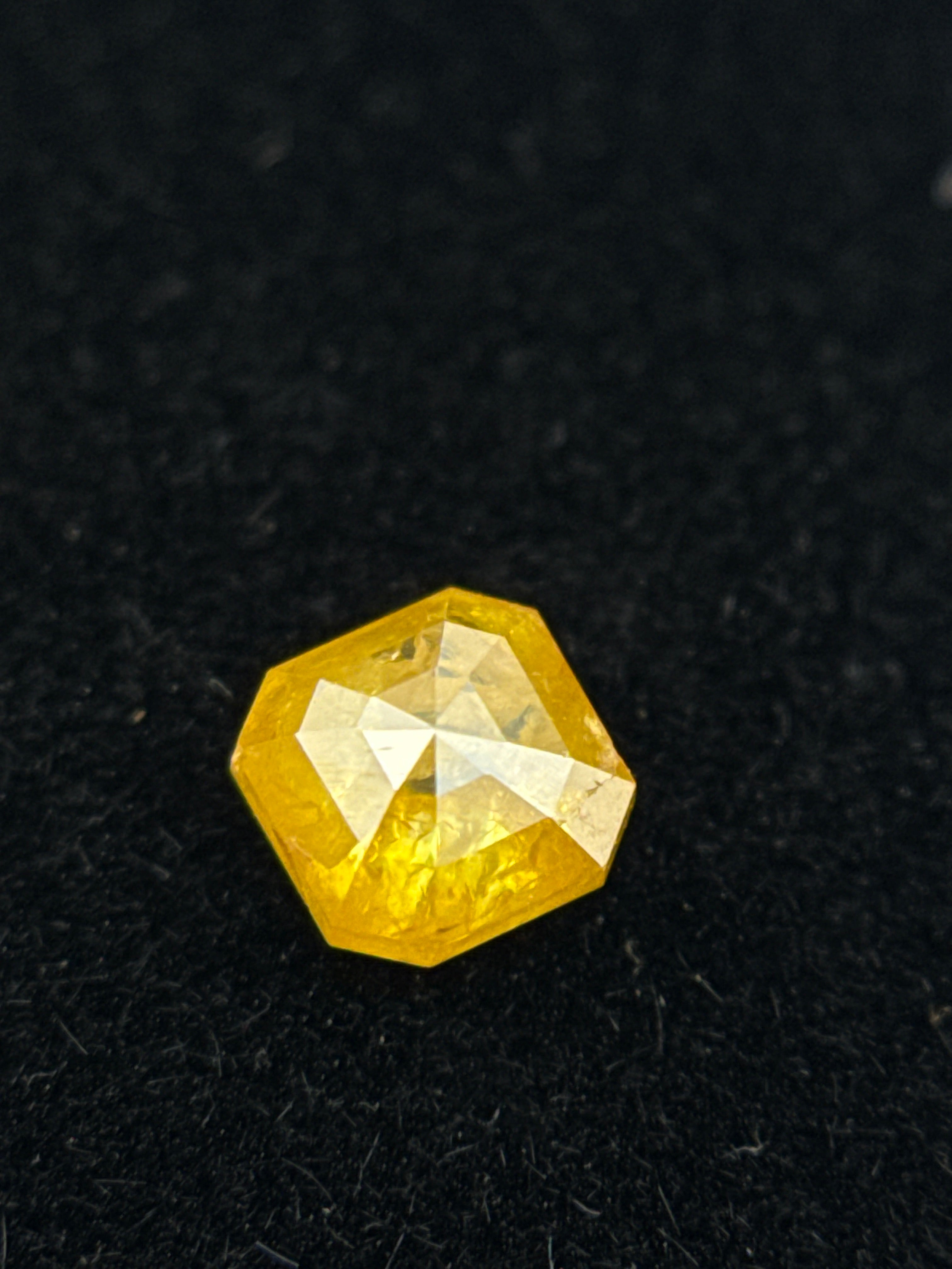 0.34 Ct Emerald Rose Cut Yellow Natural Salt and Pepper Diamond