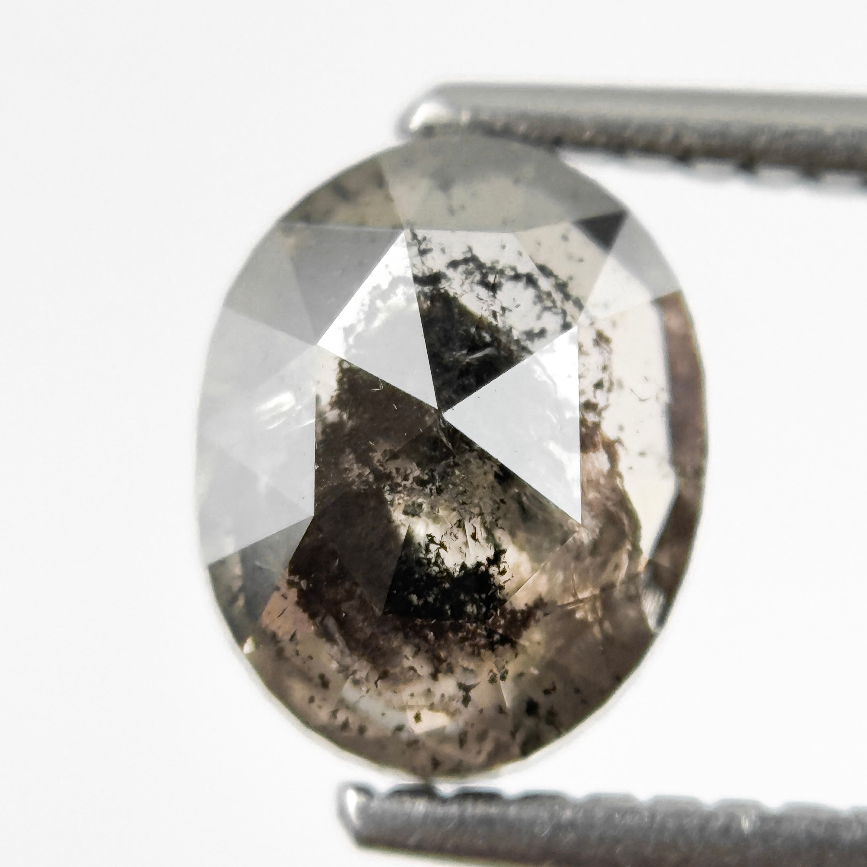 1.65 Ct Oval Rose Cut Grey Natural Salt and Pepper Diamond