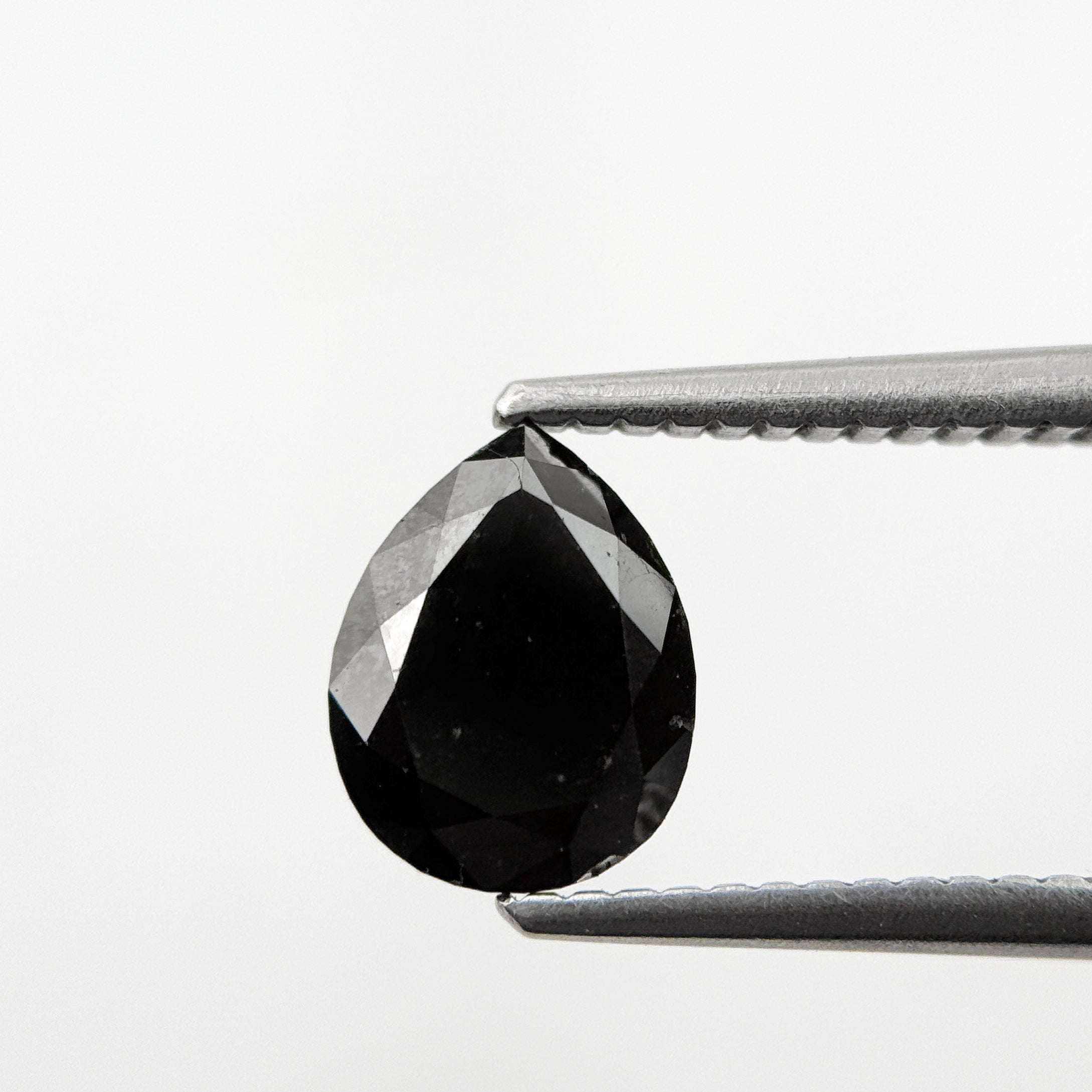 1.48 Ct Pear Rose Cut Black Natural Fancy Diamond