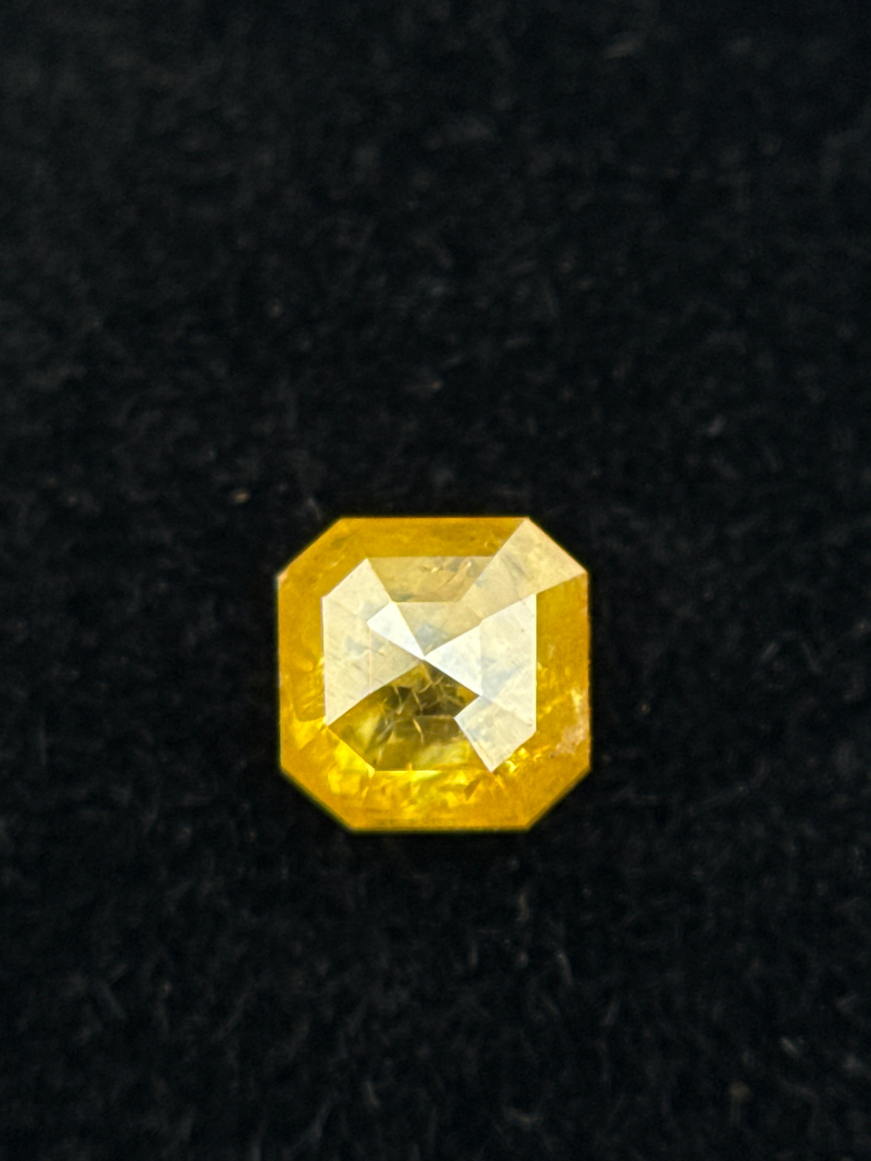 0.34 Ct Emerald Rose Cut Yellow Natural Salt and Pepper Diamond