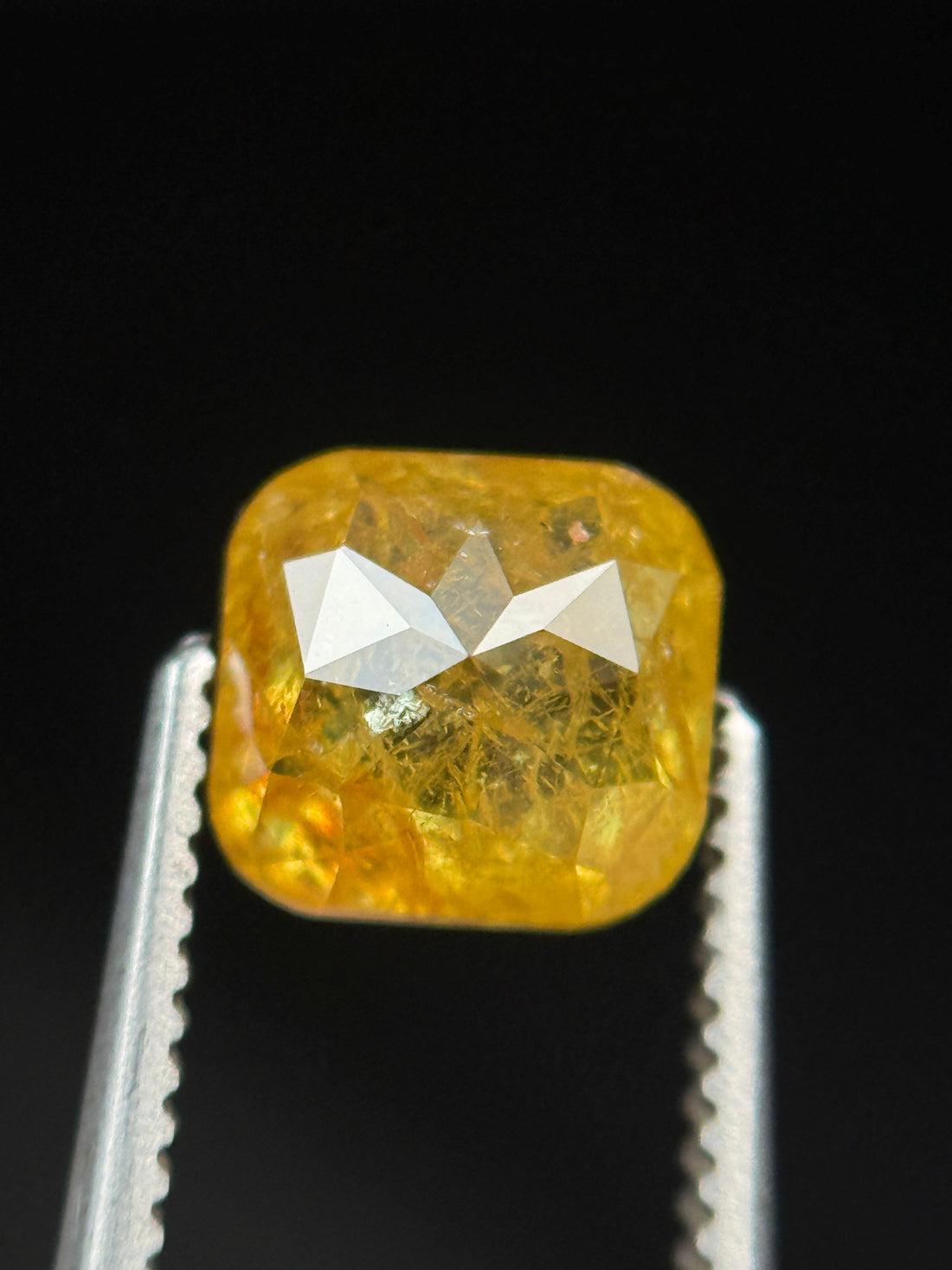 1.42 Ct Cushion Rose Cut Yellow Natural Fancy Diamond
