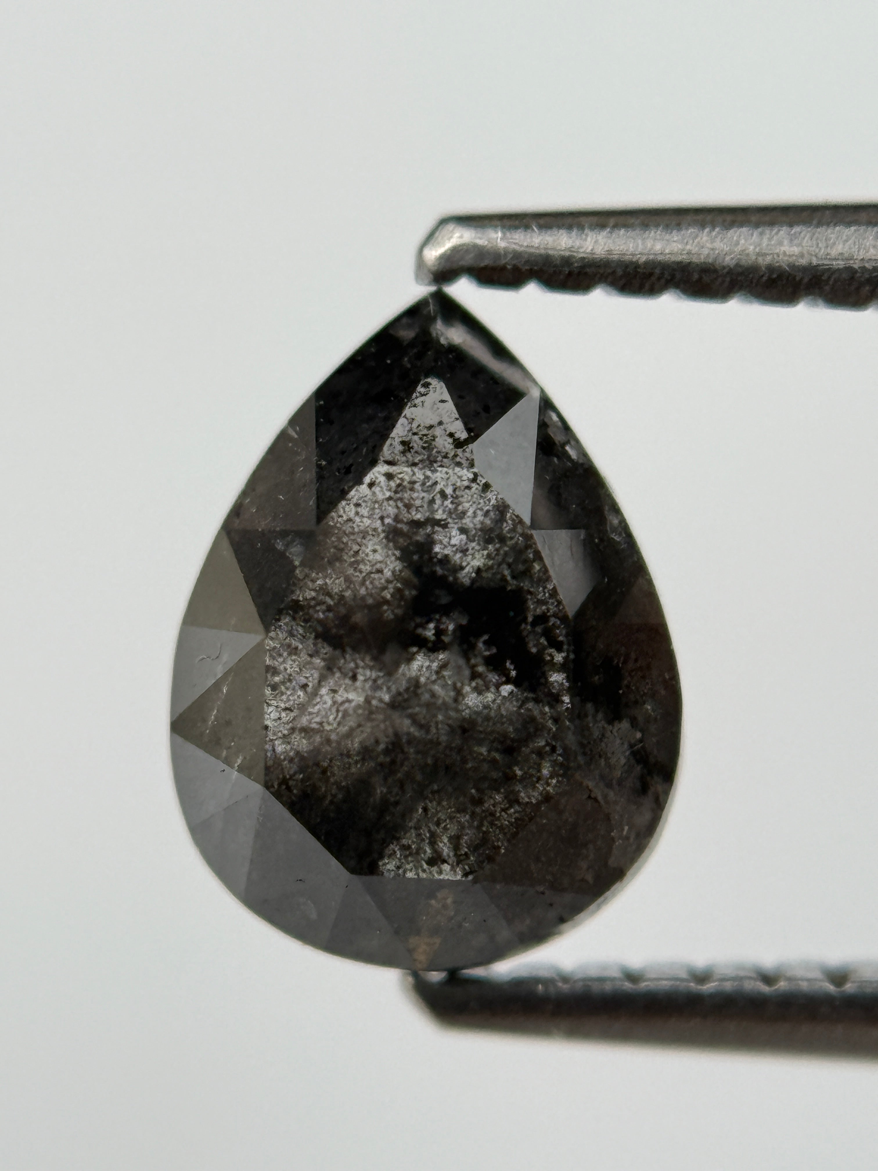 1.45 Ct Pear Rose Cut Black Natural Fancy Diamond