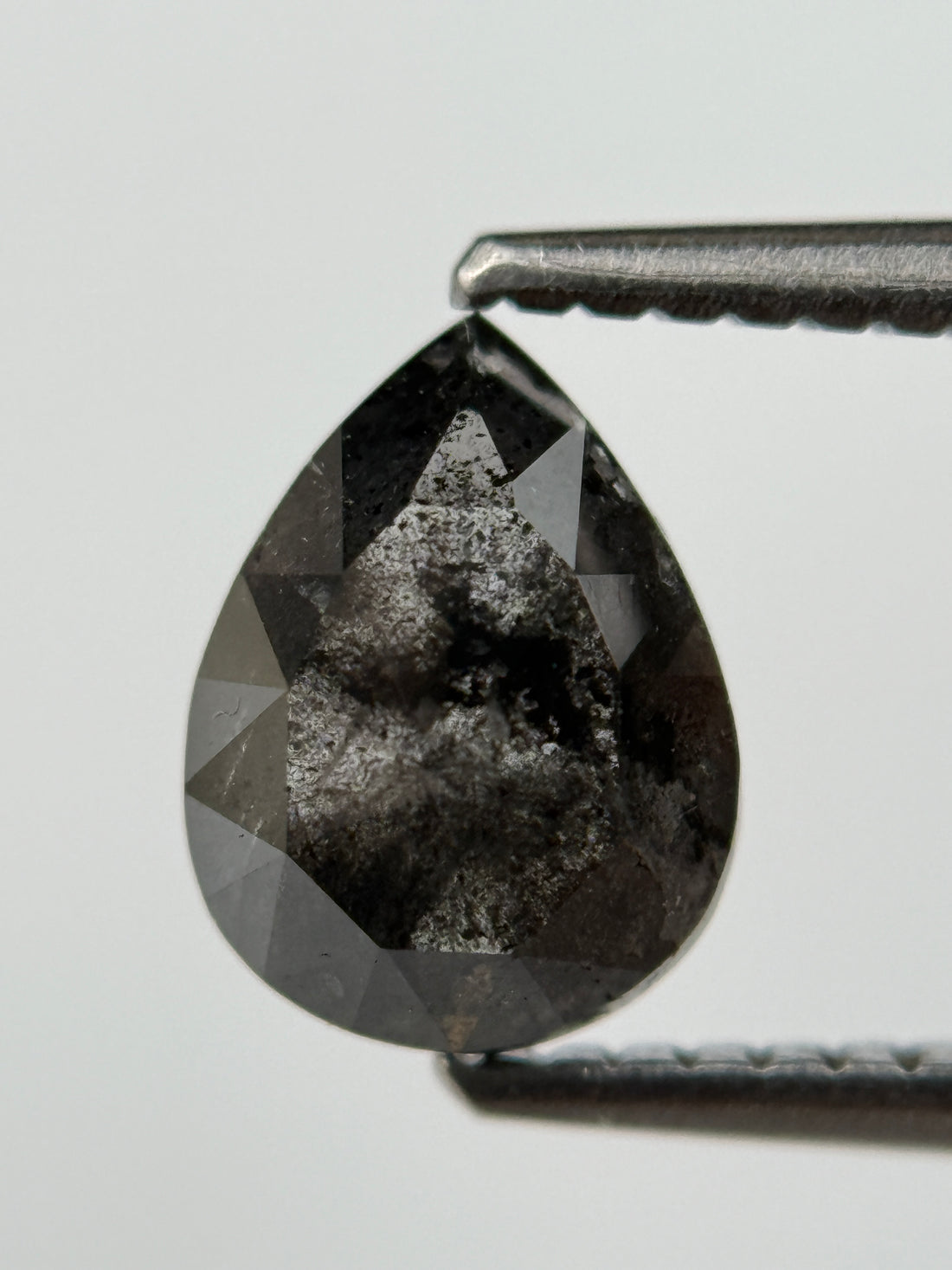 1.45 Ct Pear Rose Cut Black Natural Fancy Diamond