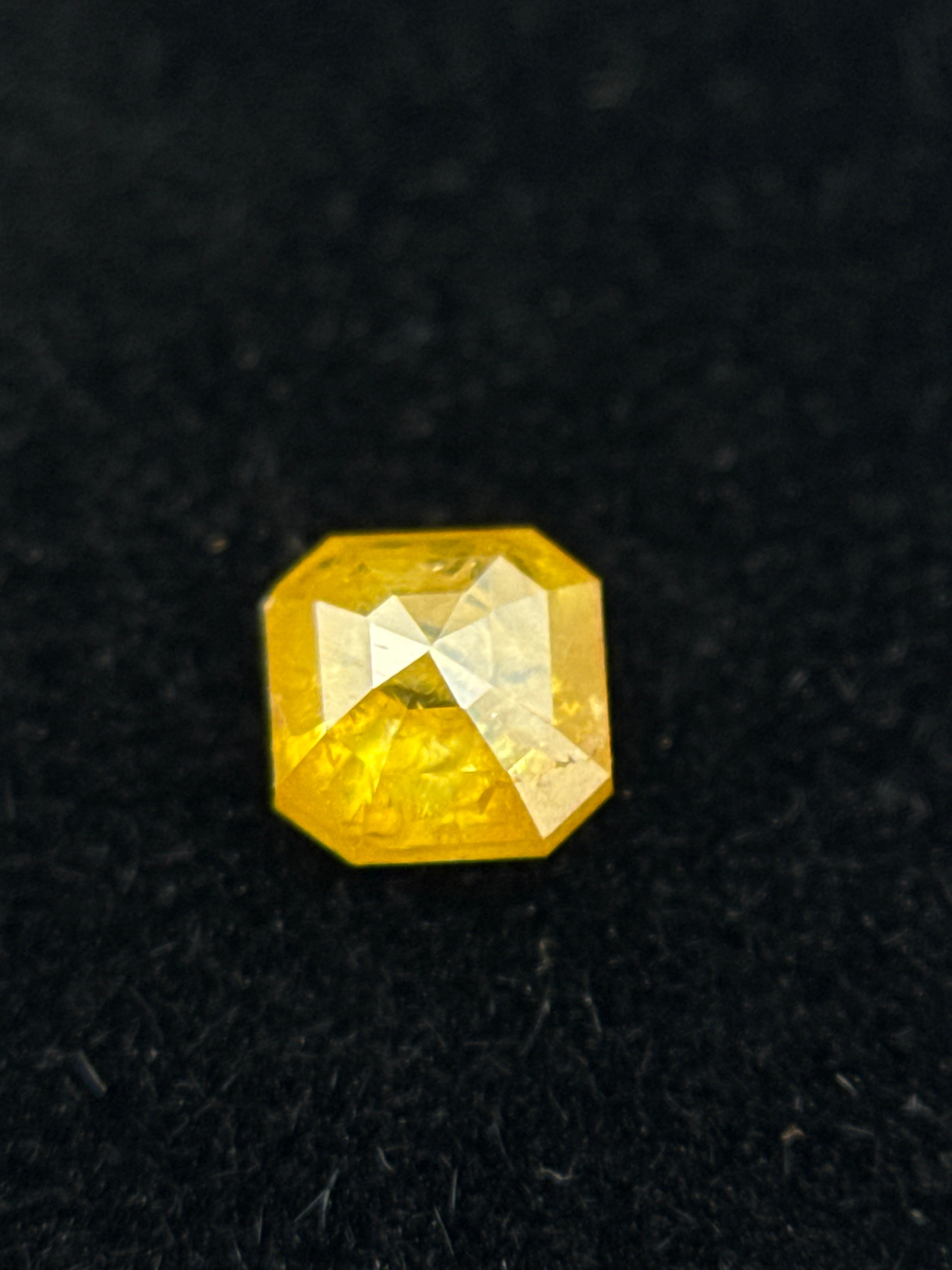 0.34 Ct Emerald Rose Cut Yellow Natural Salt and Pepper Diamond