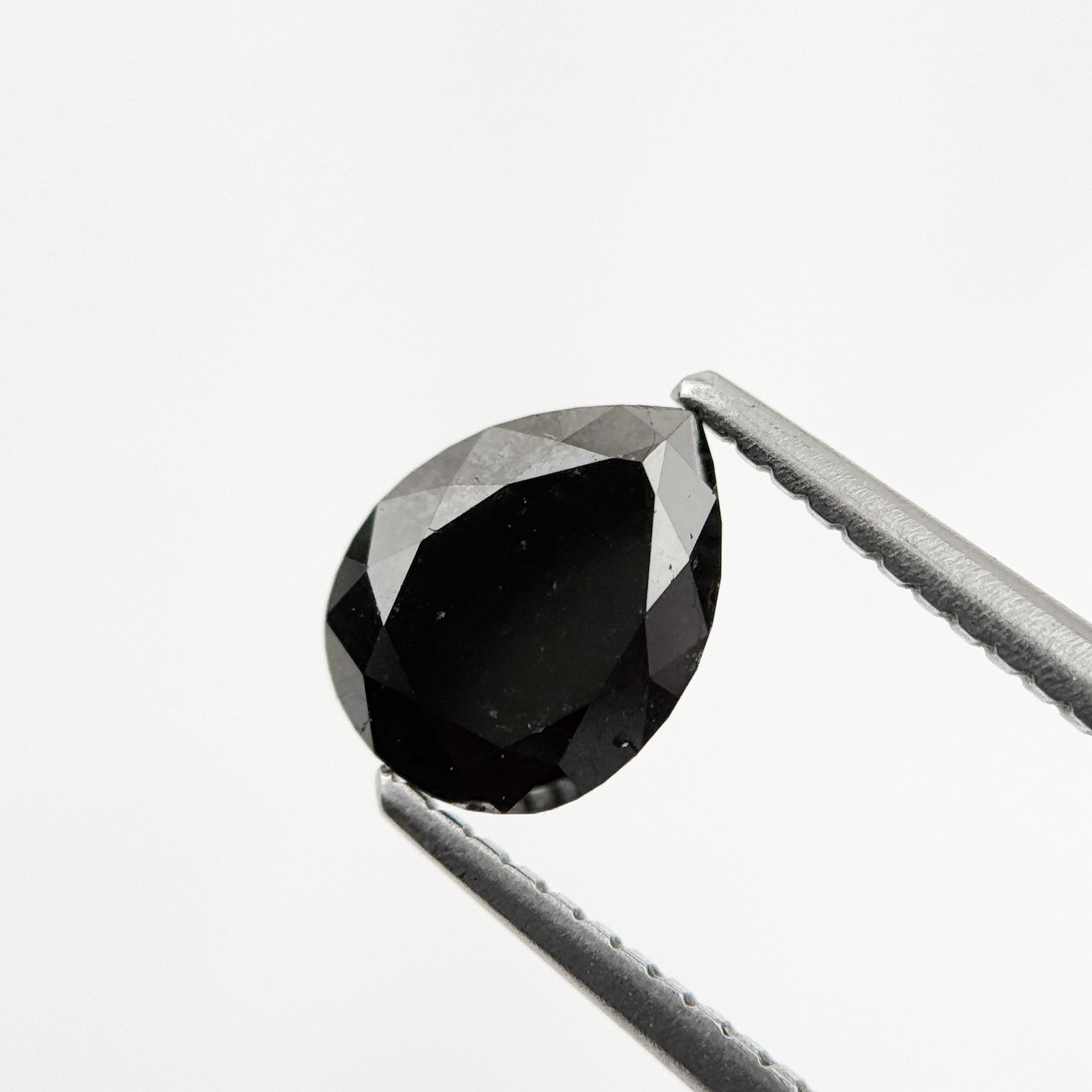 1.48 Ct Pear Rose Cut Black Natural Fancy Diamond