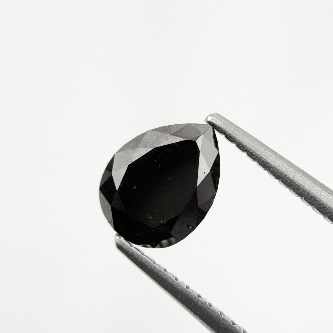 1.48 Ct Pear Rose Cut Black Natural Fancy Diamond