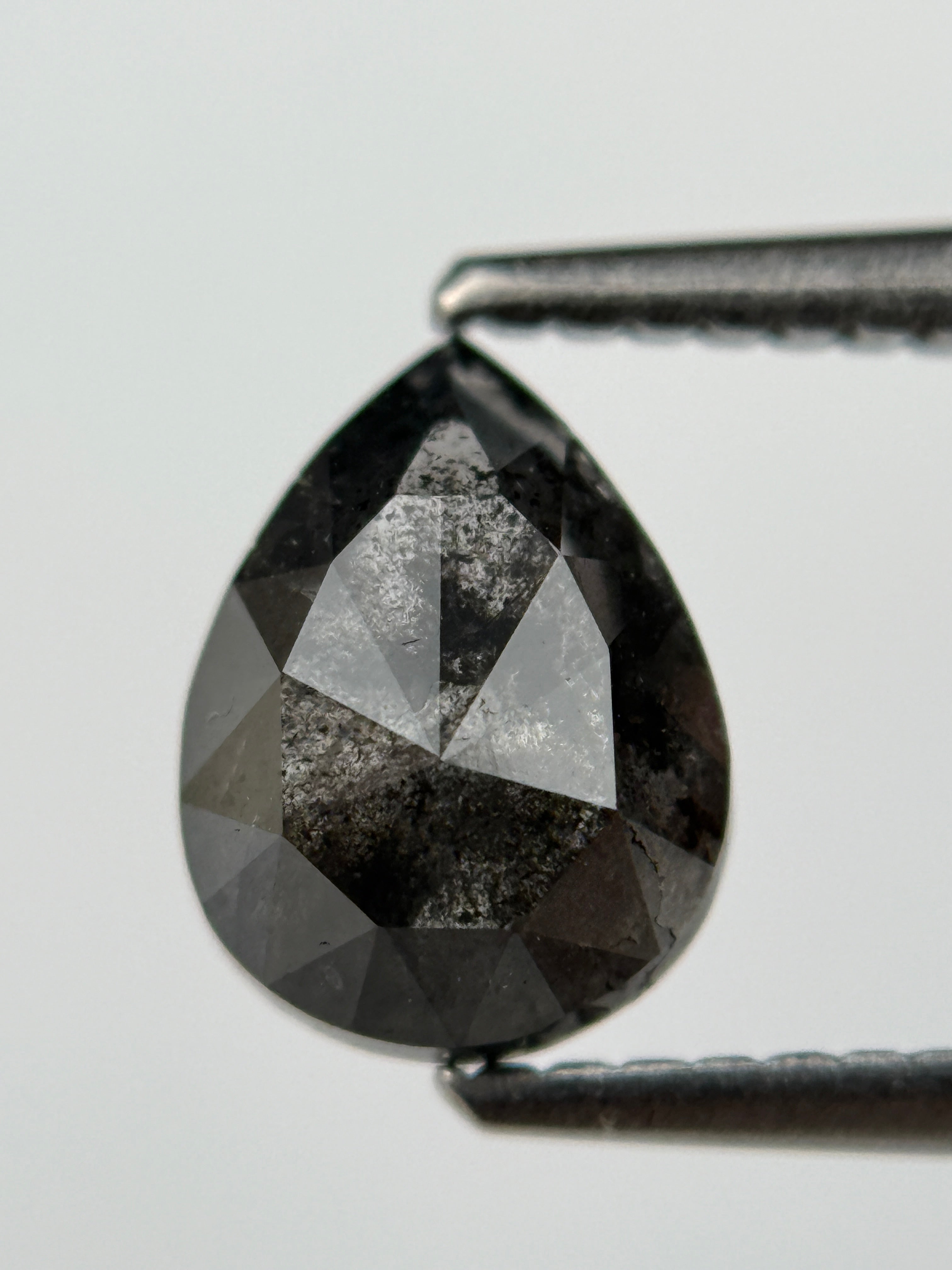 1.45 Ct Pear Rose Cut Black Natural Fancy Diamond