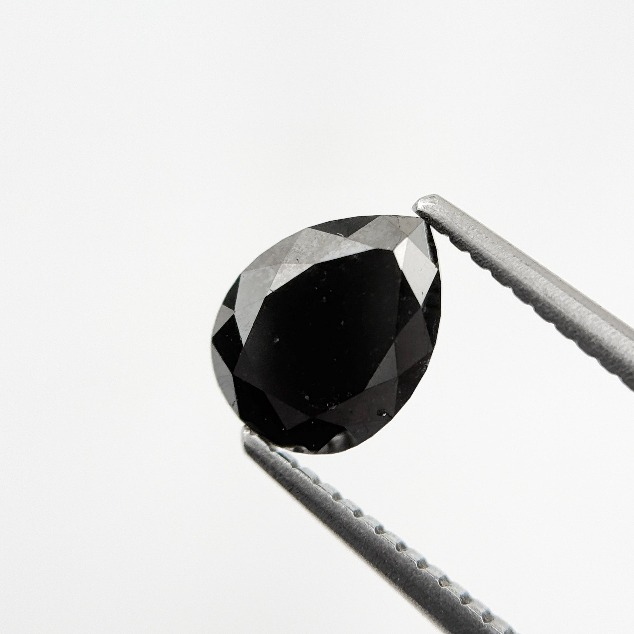 1.48 Ct Pear Rose Cut Black Natural Fancy Diamond