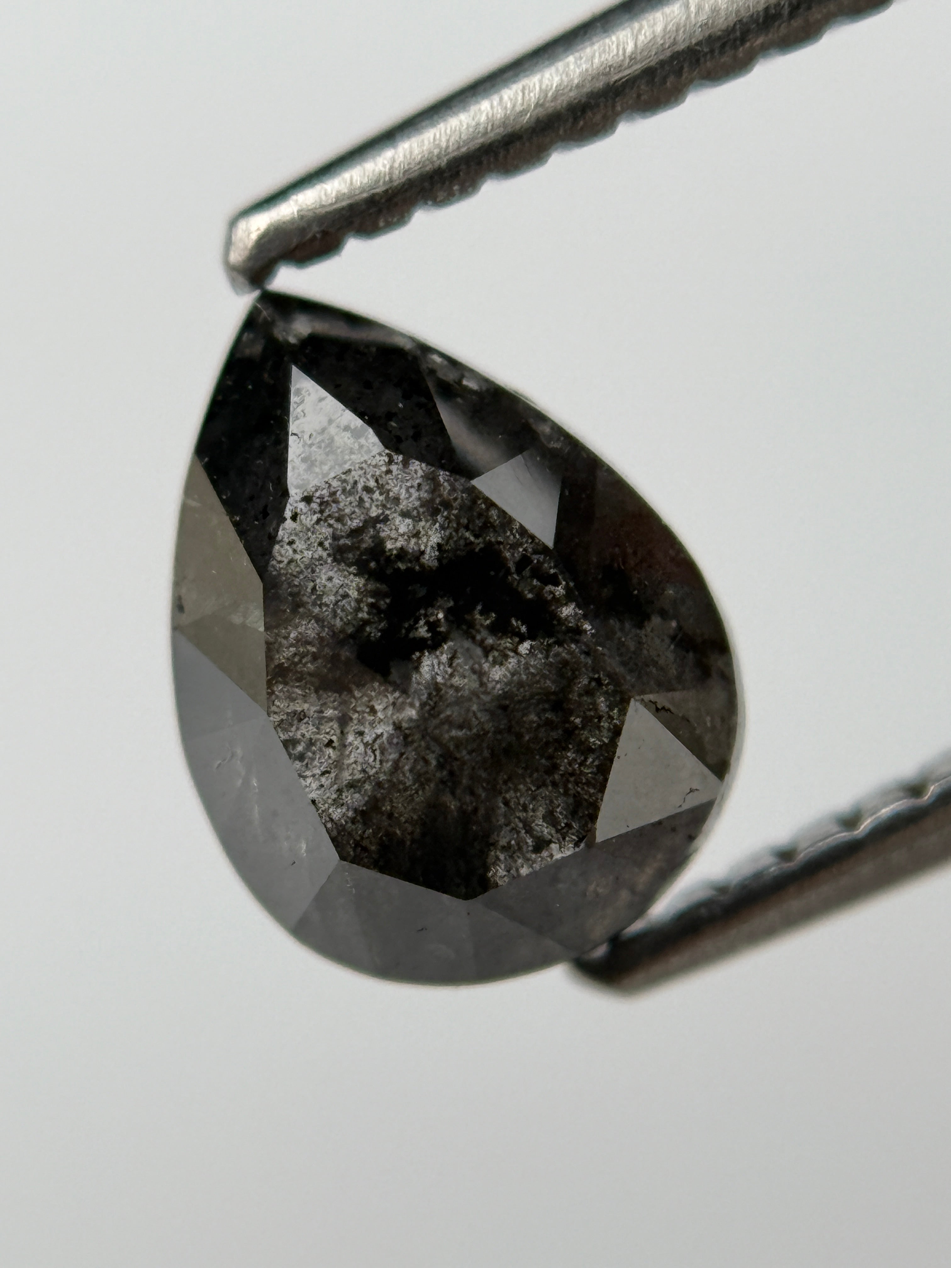 1.45 Ct Pear Rose Cut Black Natural Fancy Diamond