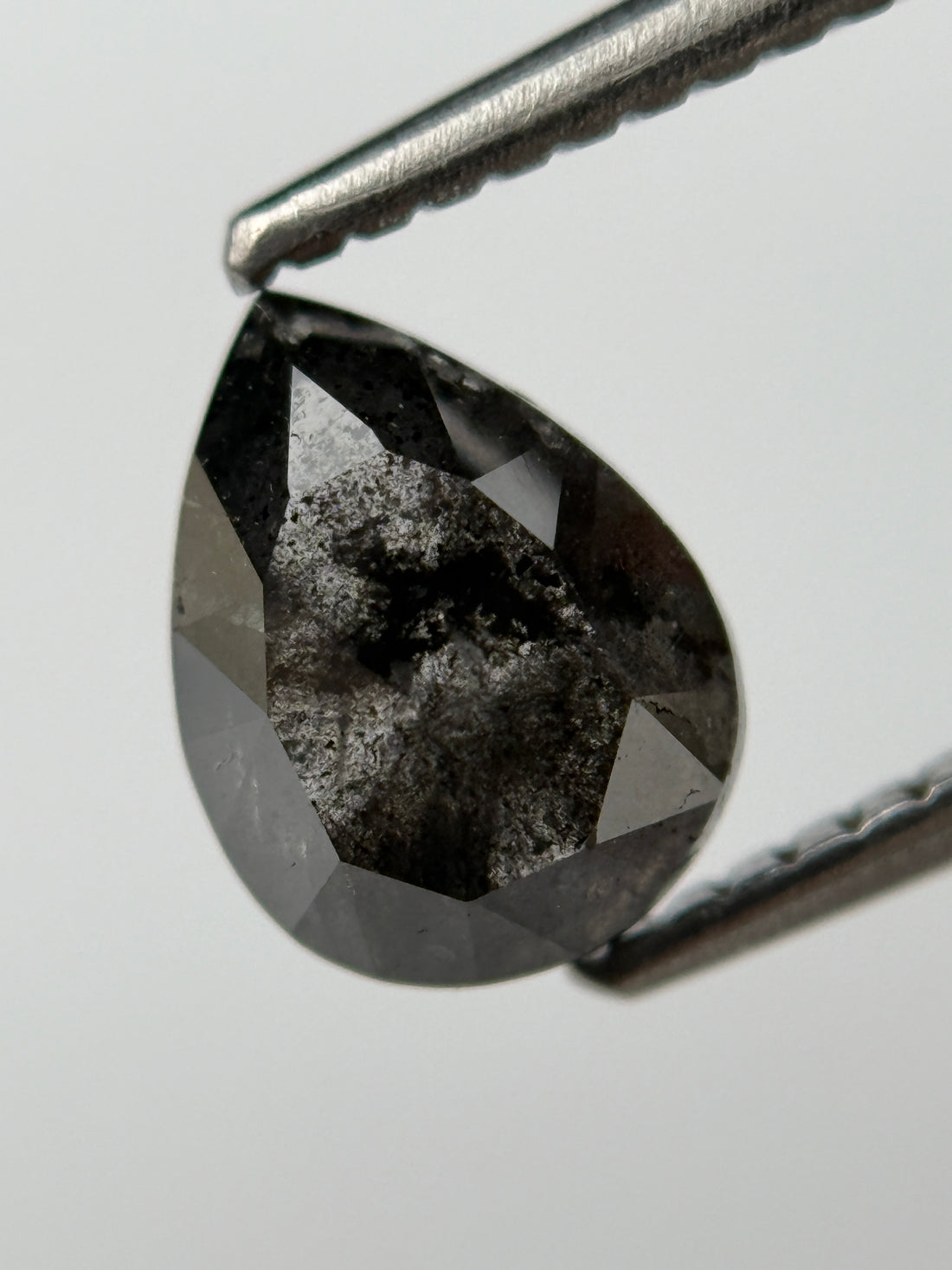 1.45 Ct Pear Rose Cut Black Natural Fancy Diamond