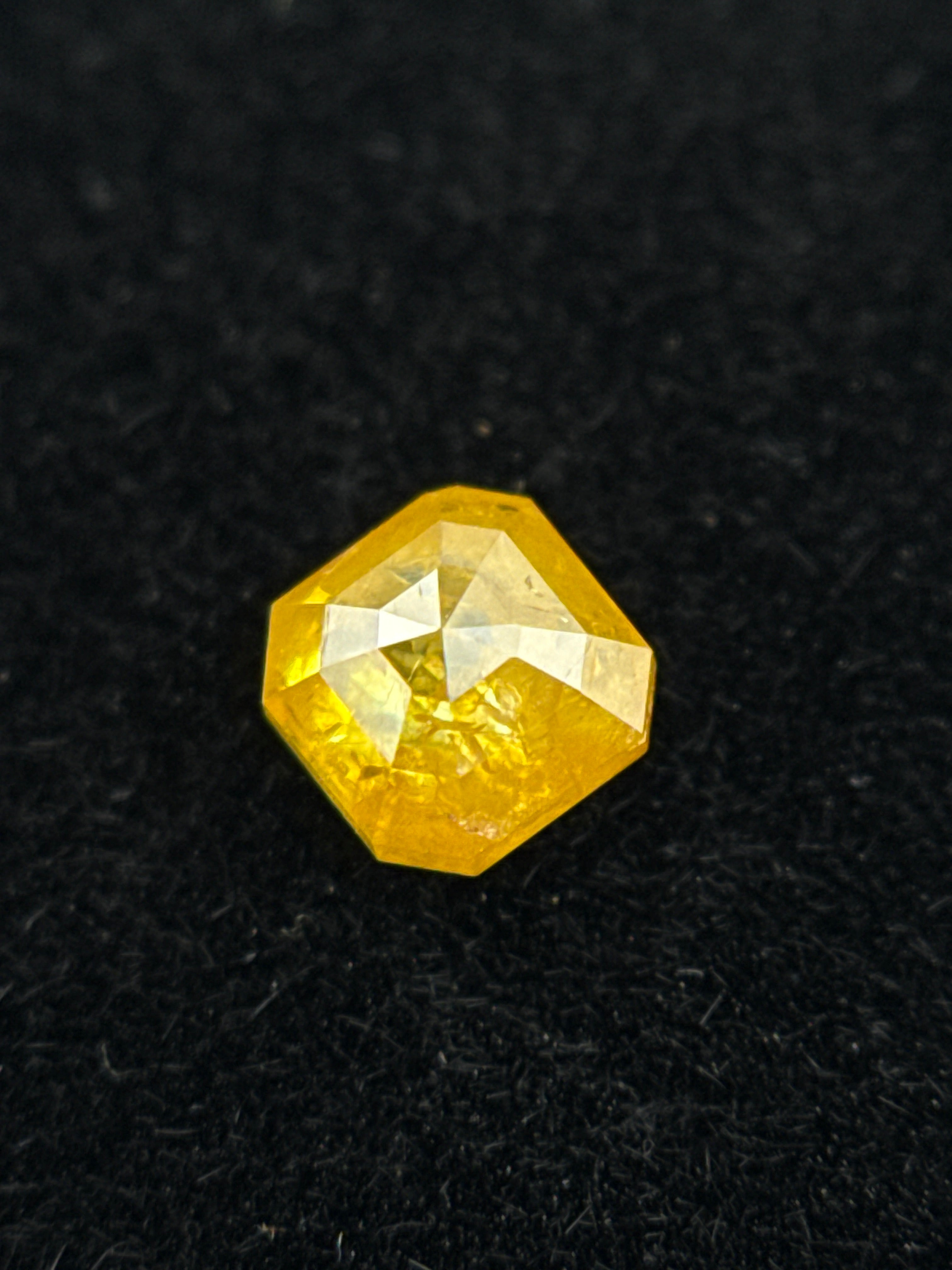 0.34 Ct Emerald Rose Cut Yellow Natural Salt and Pepper Diamond