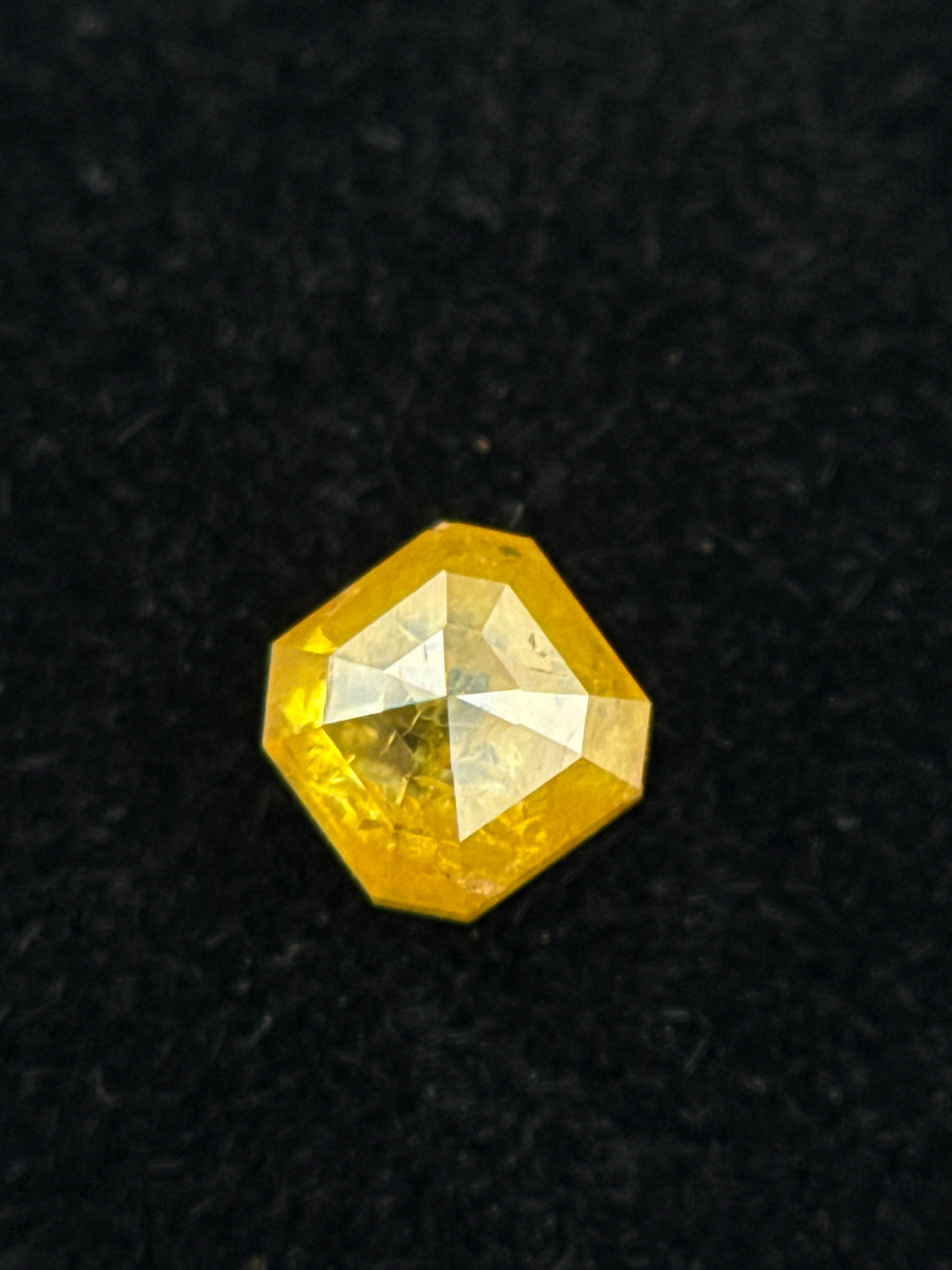 0.34 Ct Emerald Rose Cut Yellow Natural Salt and Pepper Diamond