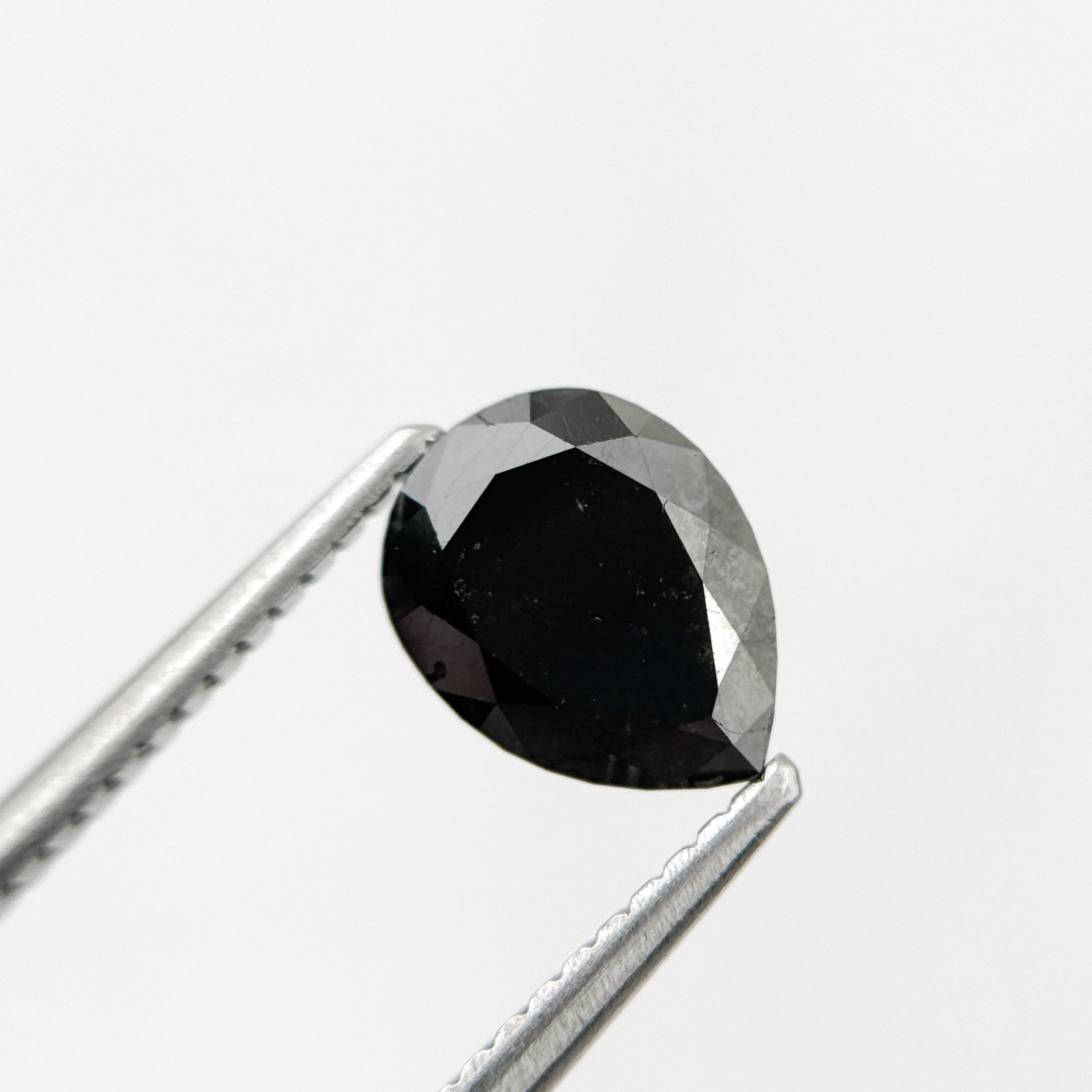 1.48 Ct Pear Rose Cut Black Natural Fancy Diamond