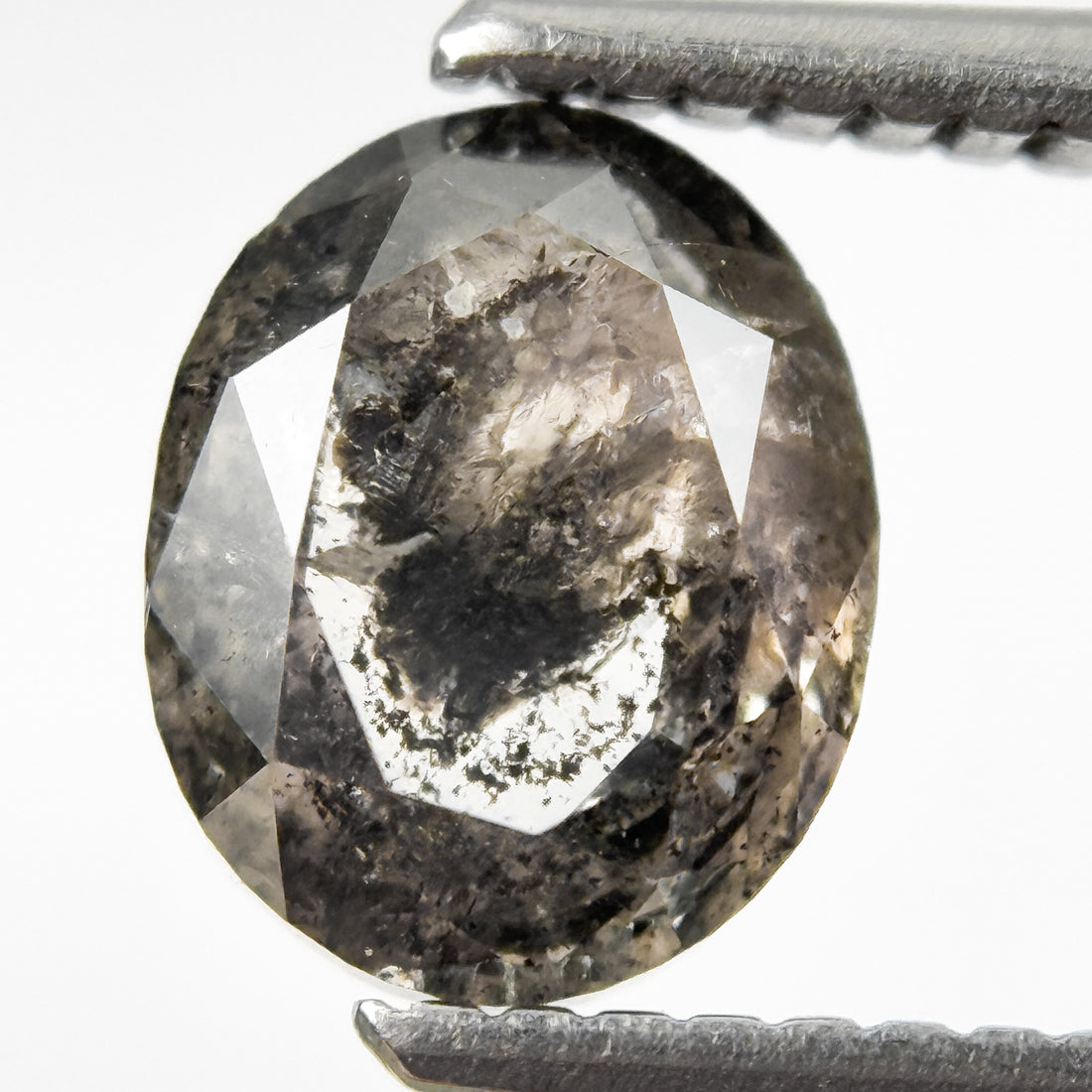 1.65 Ct Oval Rose Cut Grey Natural Salt and Pepper Diamond