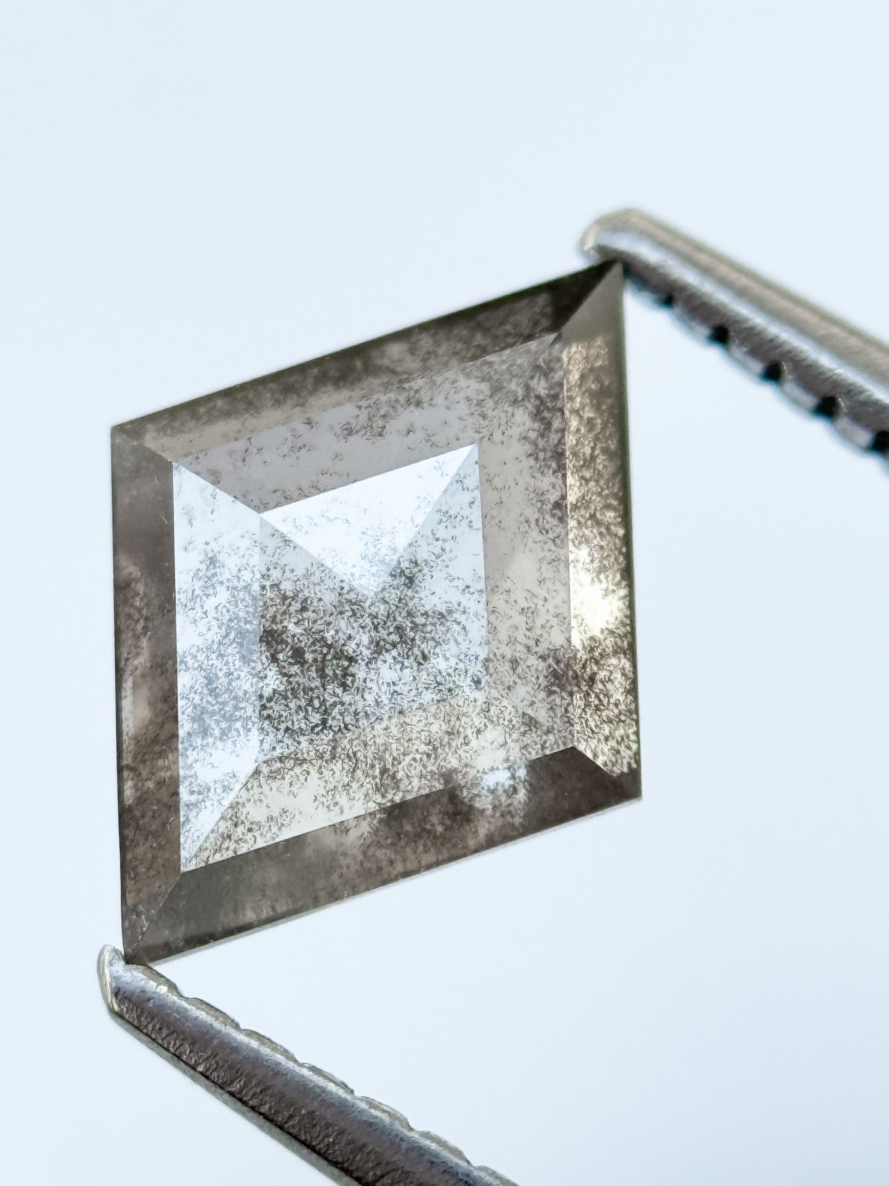 1.26 Ct Kite Rose Cut Grey Natural Salt and Pepper Diamond