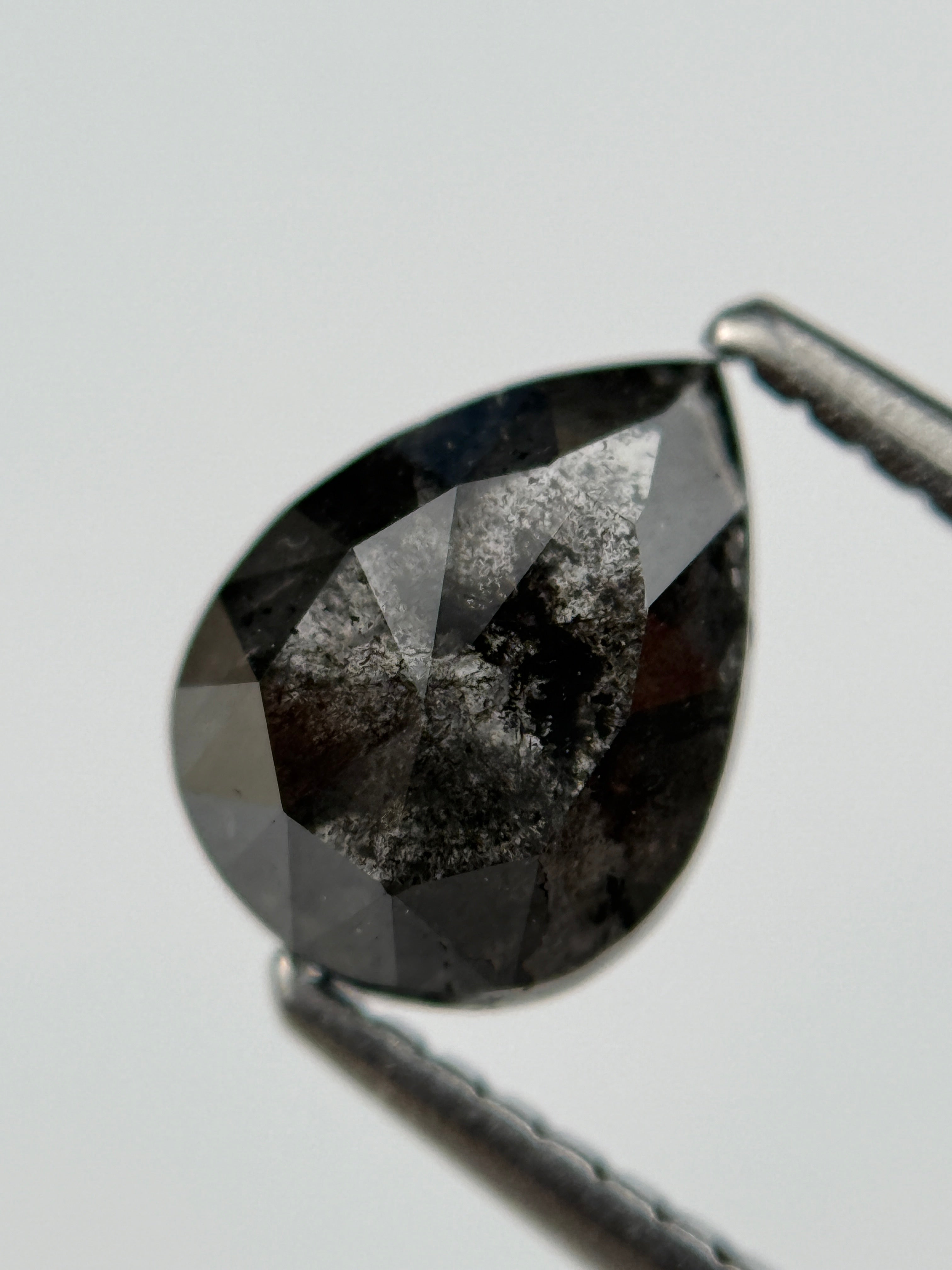 1.45 Ct Pear Rose Cut Black Natural Fancy Diamond