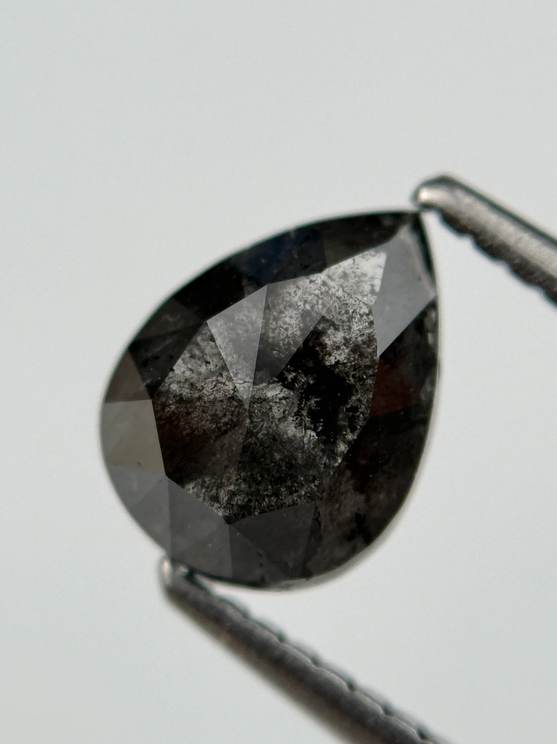 1.45 Ct Pear Rose Cut Black Natural Fancy Diamond