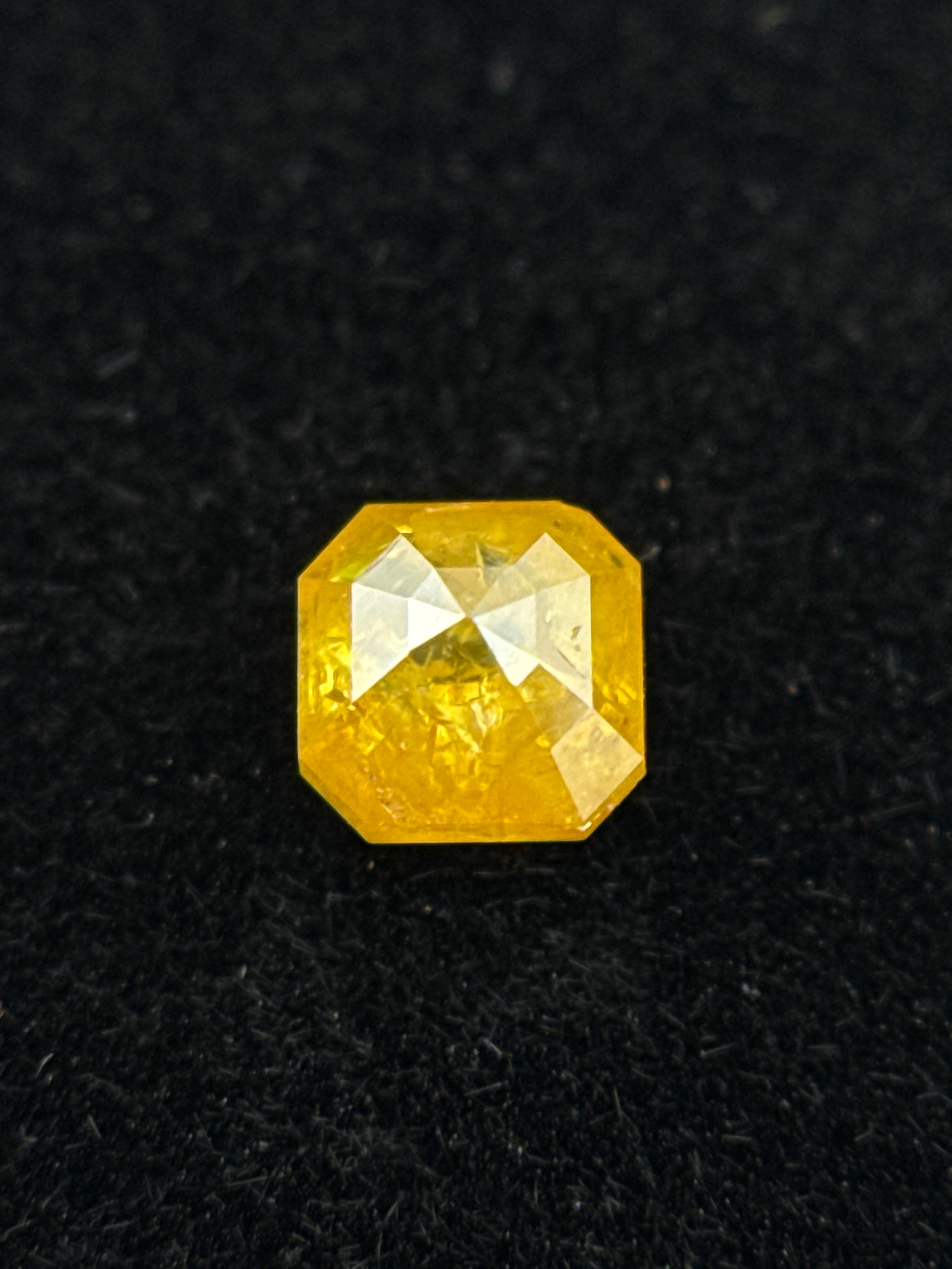 0.34 Ct Emerald Rose Cut Yellow Natural Salt and Pepper Diamond