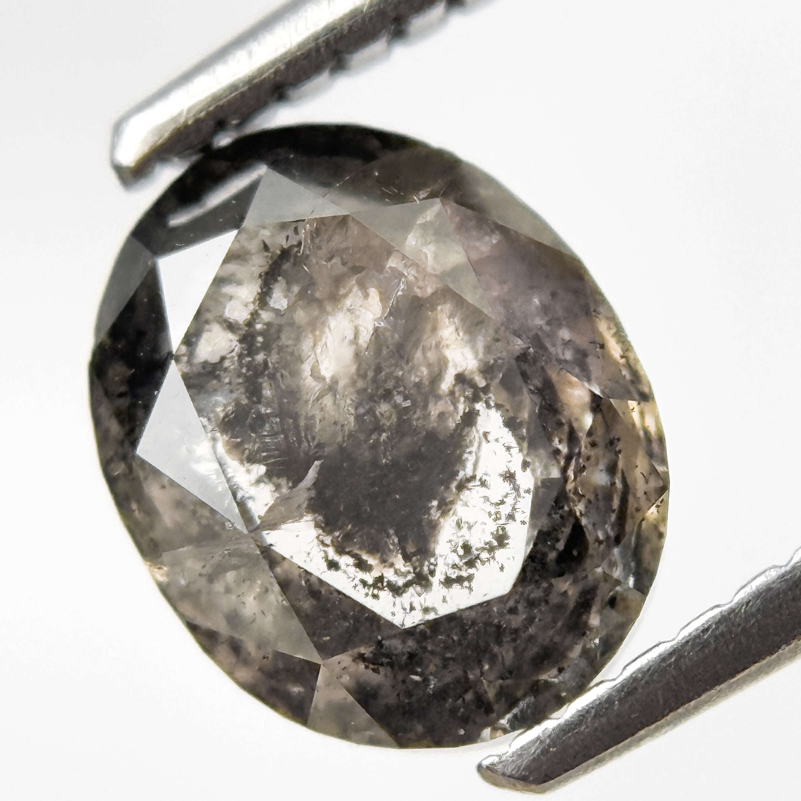 1.65 Ct Oval Rose Cut Grey Natural Salt and Pepper Diamond