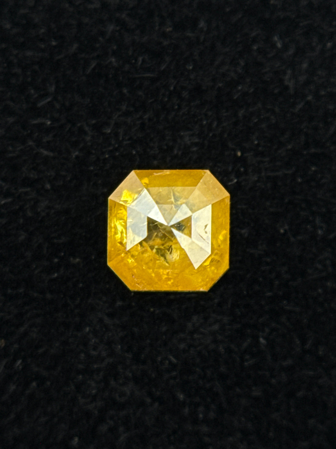 0.34 Ct Emerald Rose Cut Yellow Natural Salt and Pepper Diamond