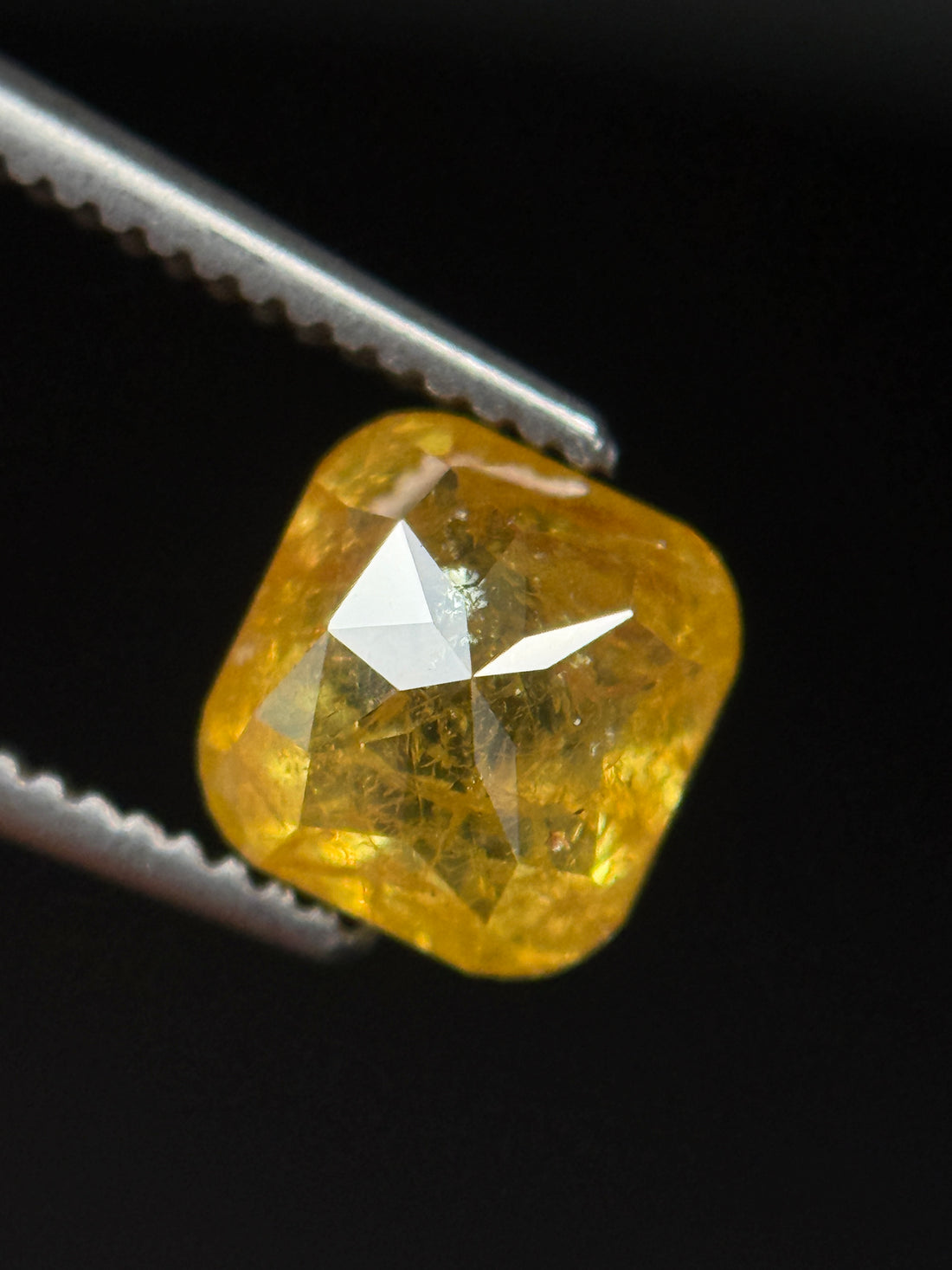 1.42 Ct Cushion Rose Cut Yellow Natural Fancy Diamond