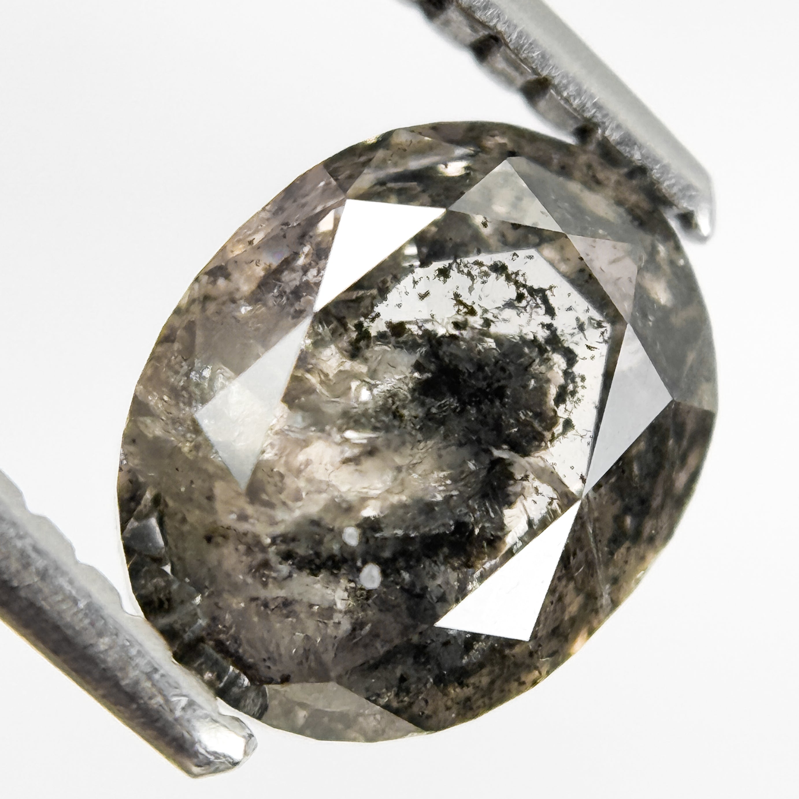 1.65 Ct Oval Rose Cut Grey Natural Salt and Pepper Diamond