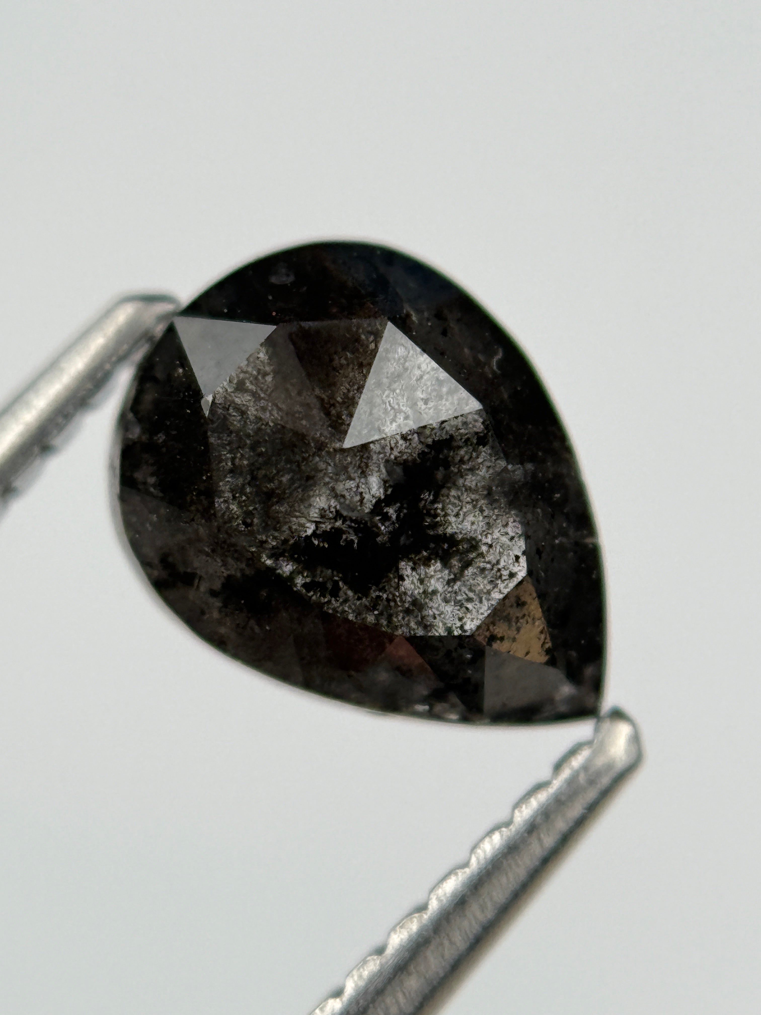 1.45 Ct Pear Rose Cut Black Natural Fancy Diamond