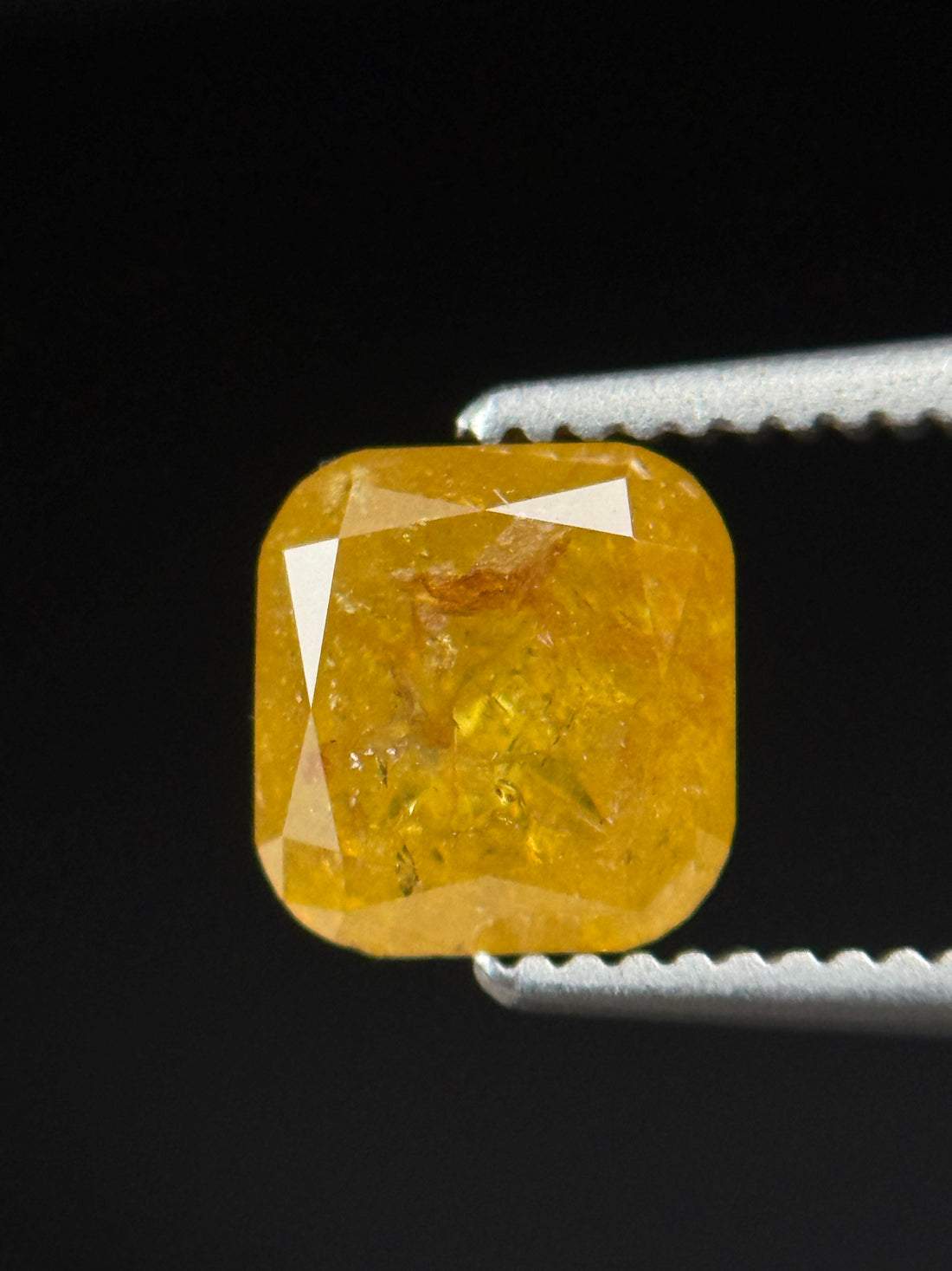 1.42 Ct Cushion Rose Cut Yellow Natural Fancy Diamond