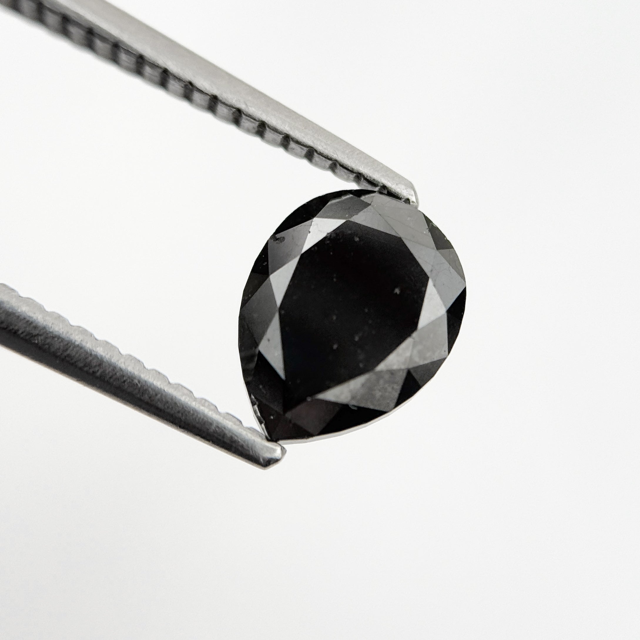 1.48 Ct Pear Rose Cut Black Natural Fancy Diamond