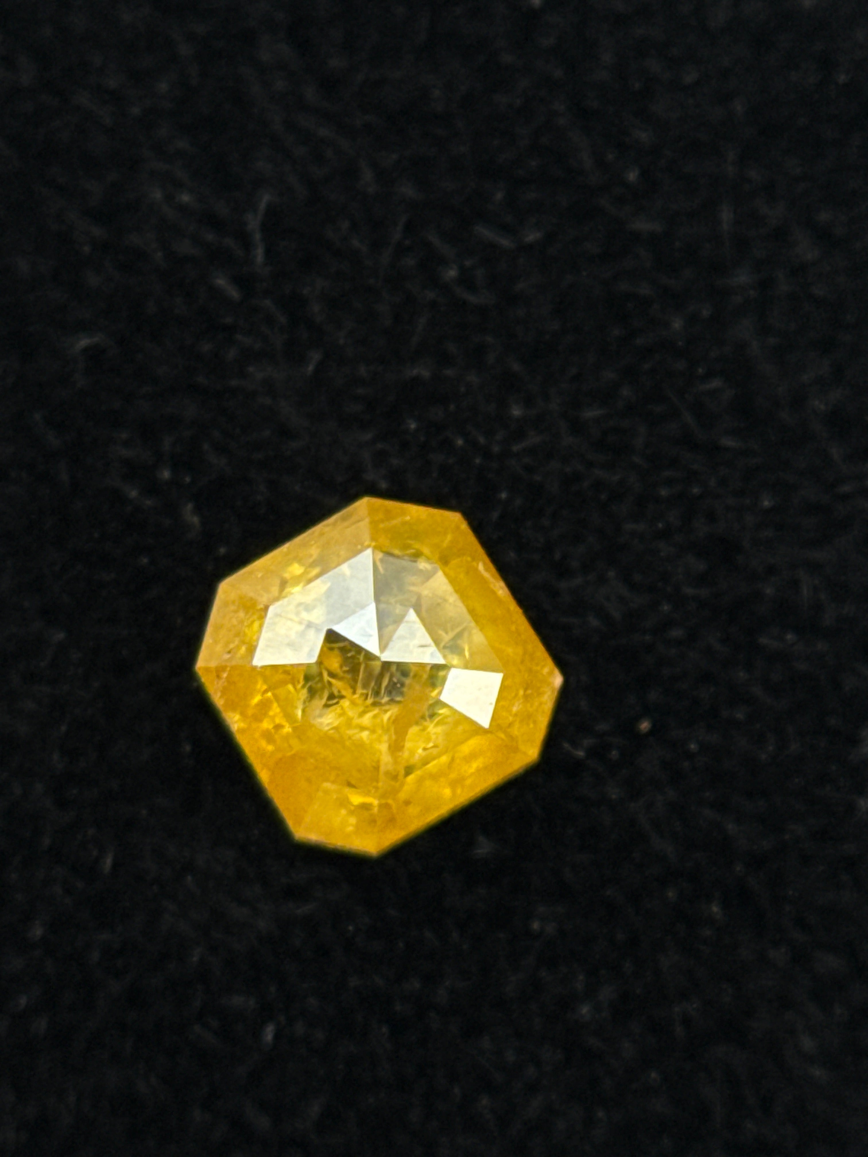 0.34 Ct Emerald Rose Cut Yellow Natural Salt and Pepper Diamond