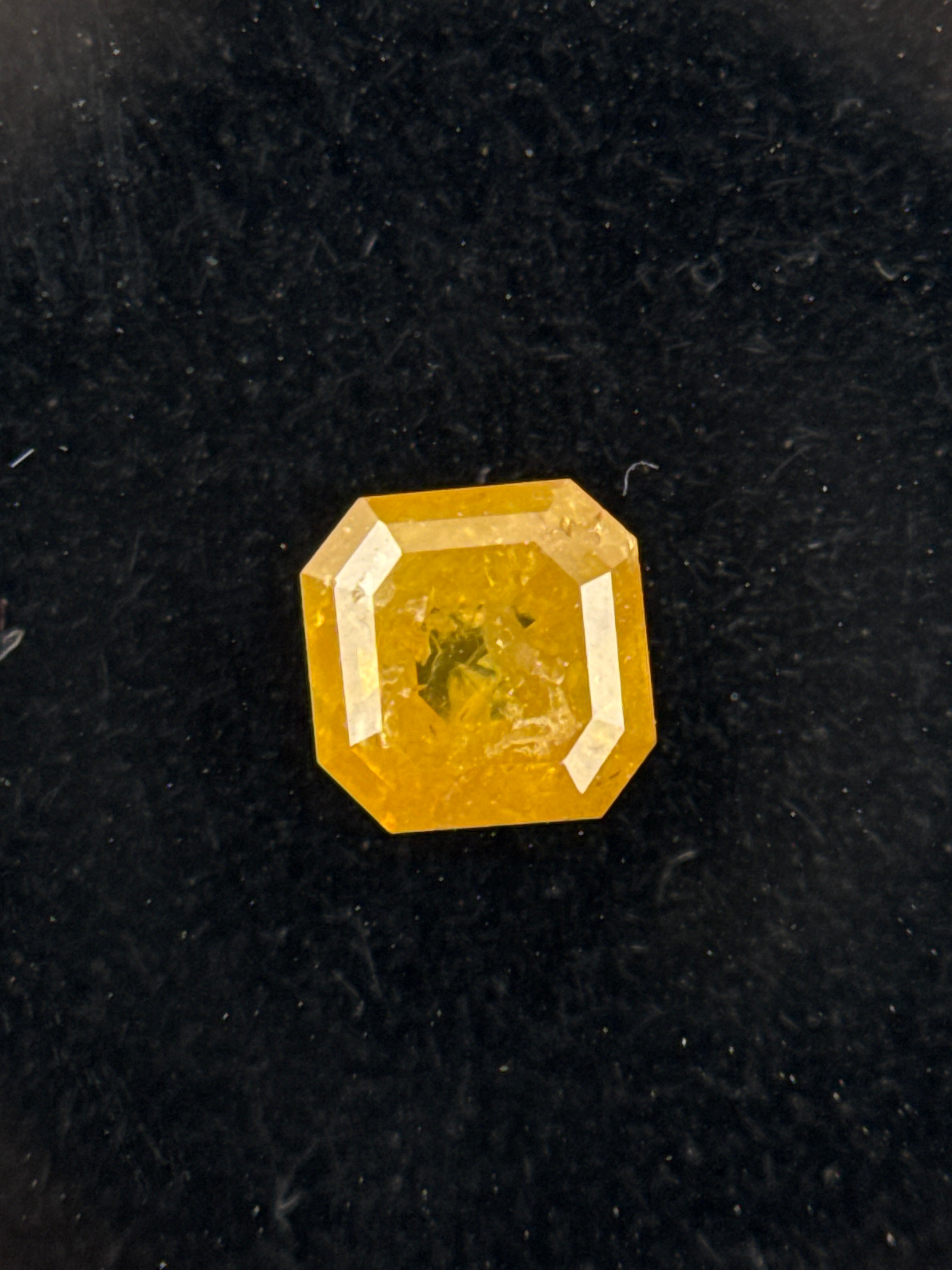 0.34 Ct Emerald Rose Cut Yellow Natural Salt and Pepper Diamond