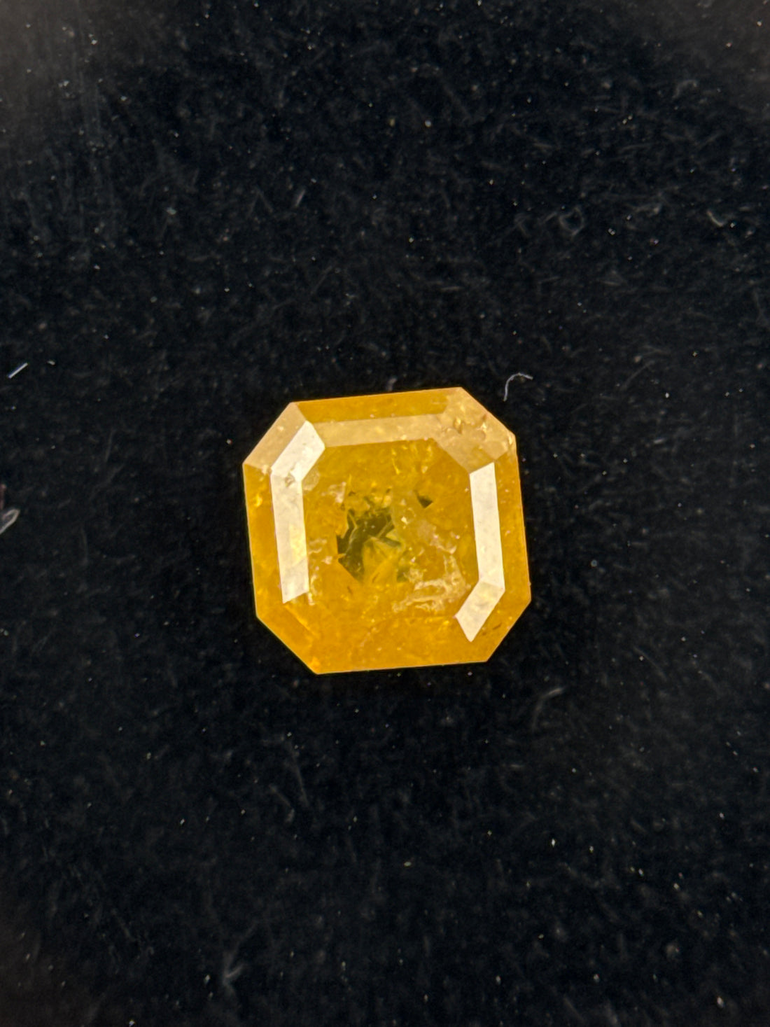 0.34 Ct Emerald Rose Cut Yellow Natural Salt and Pepper Diamond