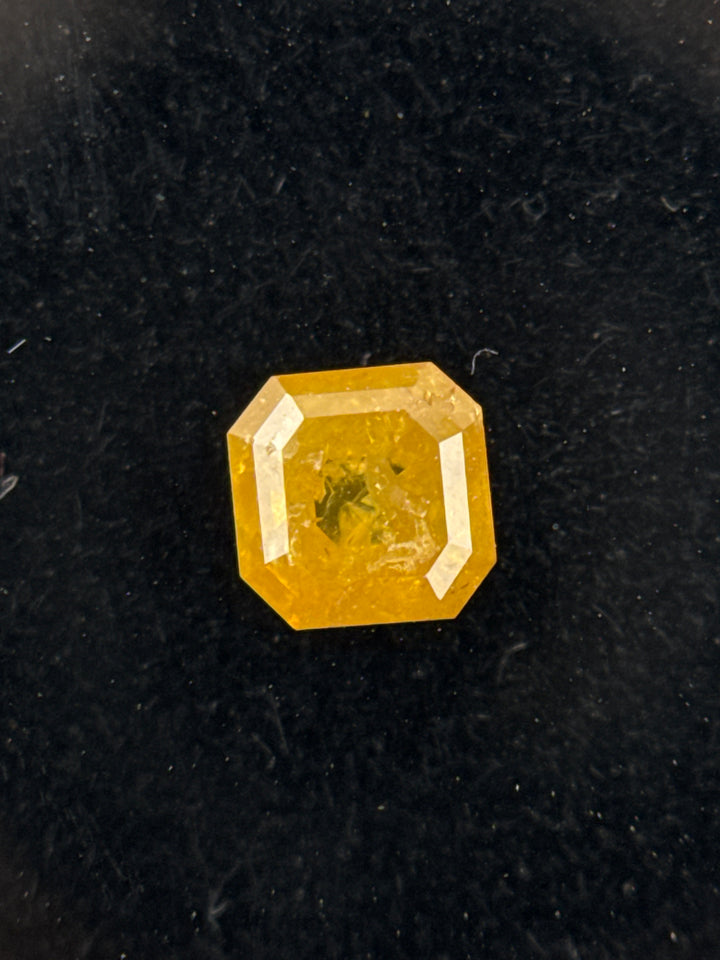 0.34 Ct Emerald Rose Cut Yellow Natural Salt and Pepper Diamond