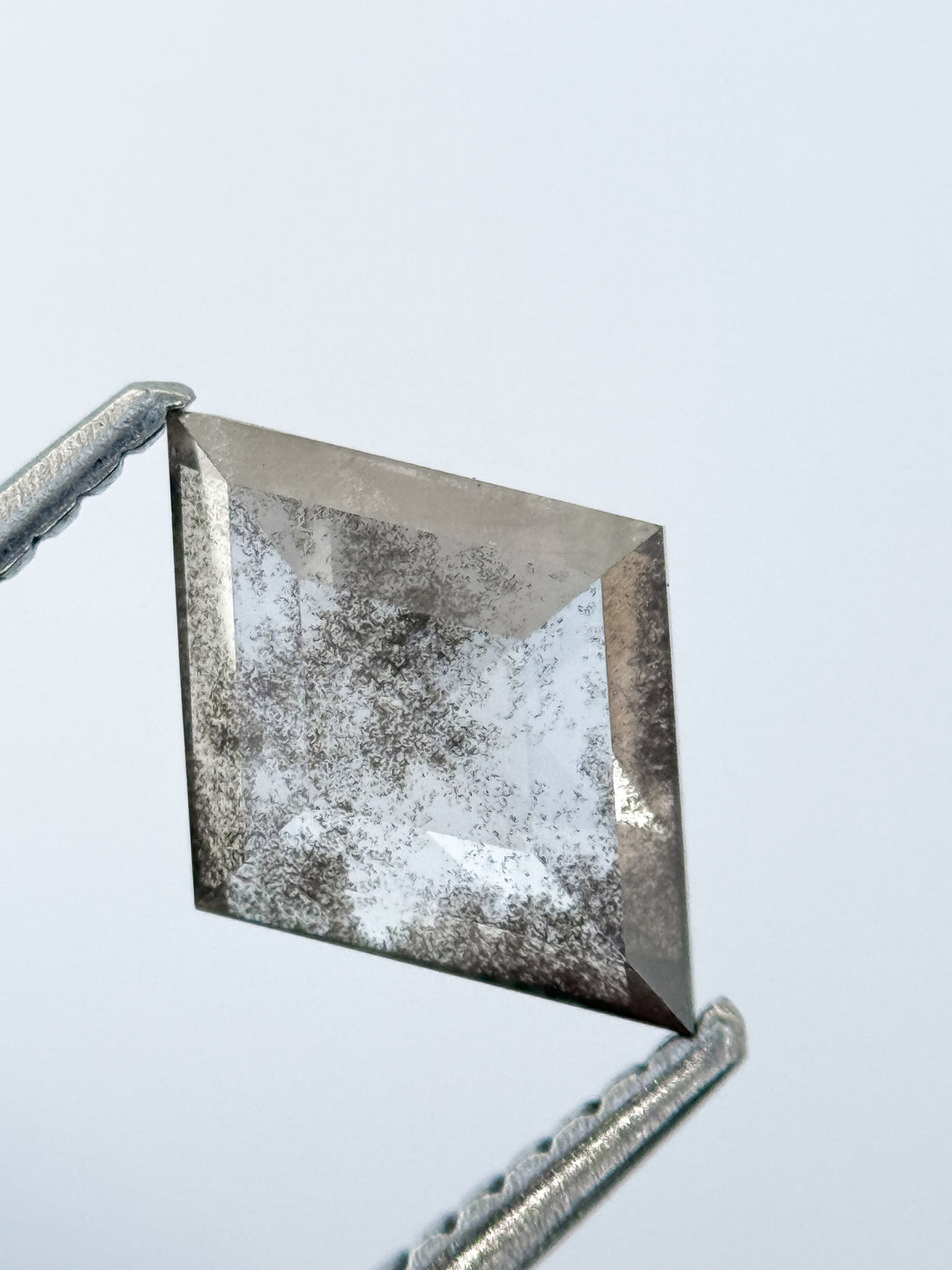 1.26 Ct Kite Rose Cut Grey Natural Salt and Pepper Diamond