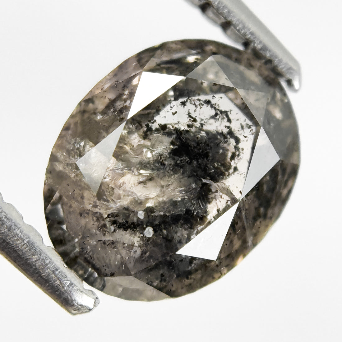 1.65 Ct Oval Rose Cut Grey Natural Salt and Pepper Diamond