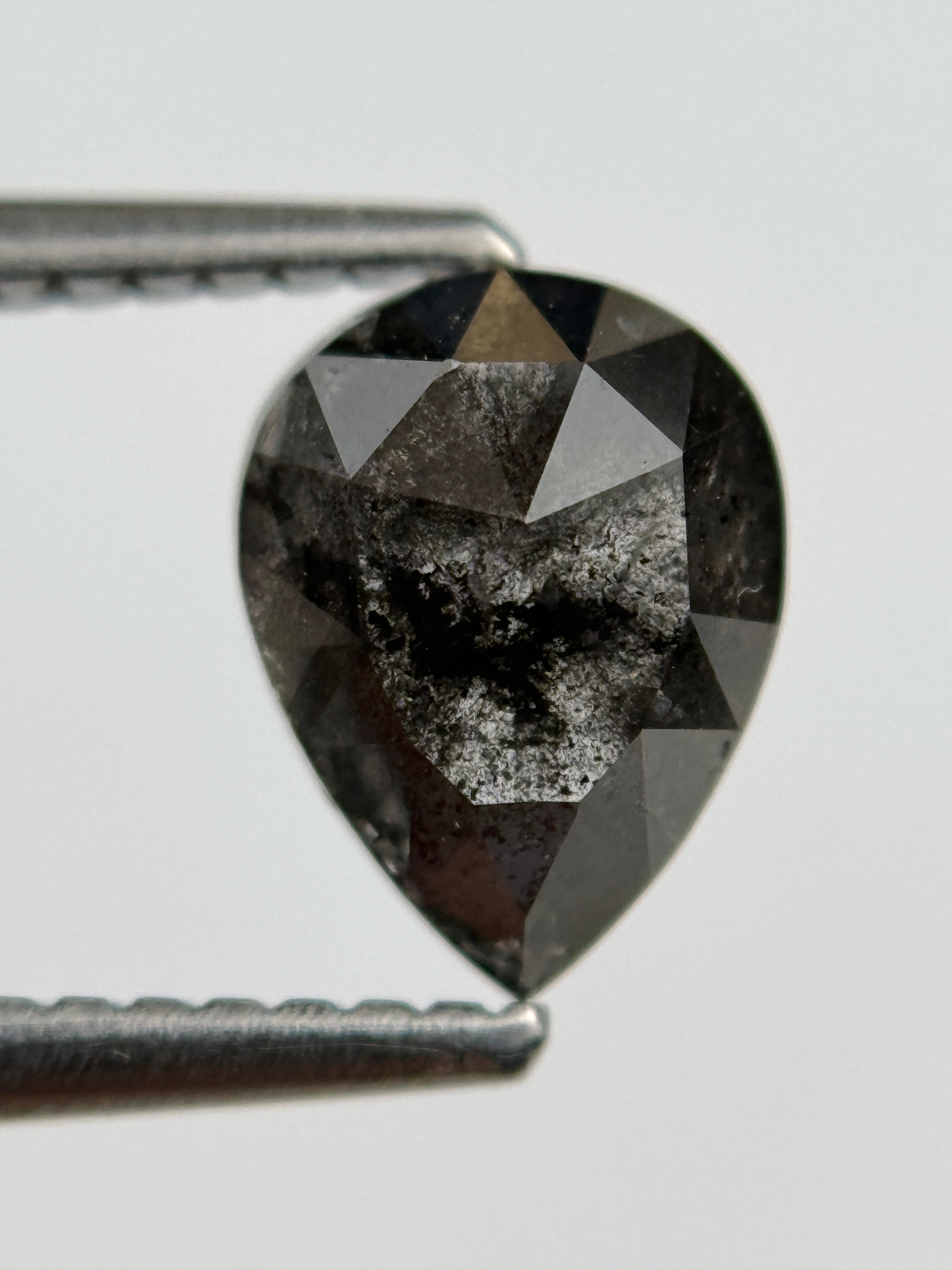 1.45 Ct Pear Rose Cut Black Natural Fancy Diamond