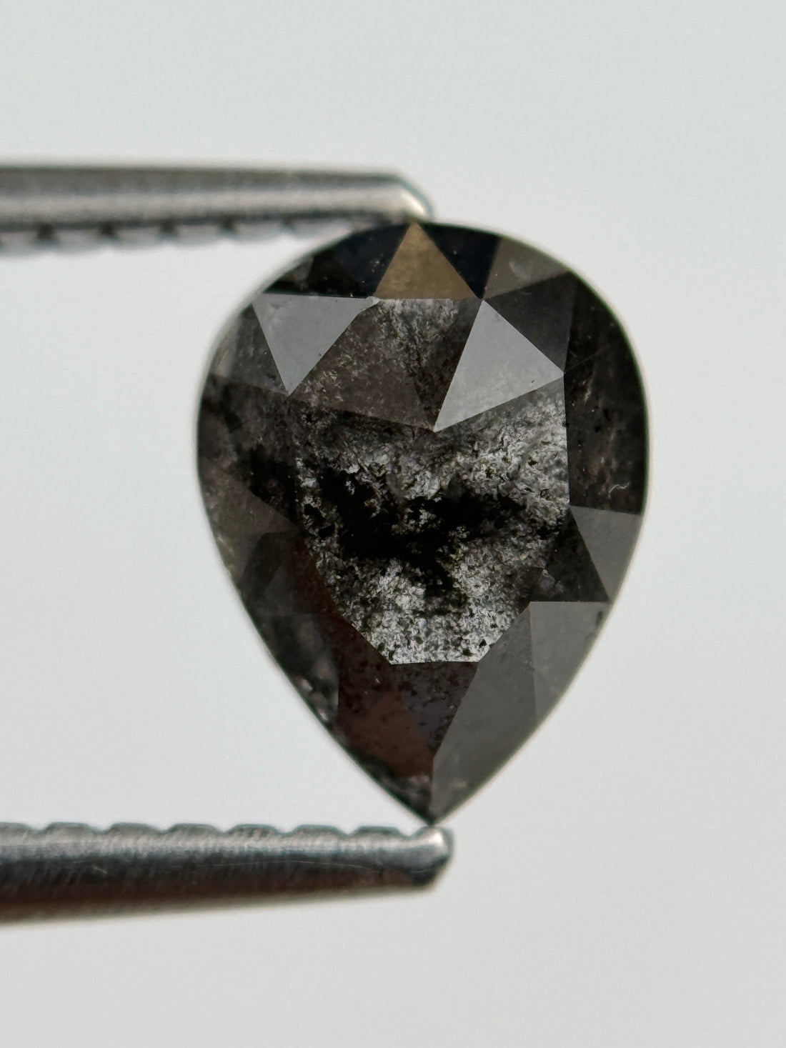 1.45 Ct Pear Rose Cut Black Natural Fancy Diamond