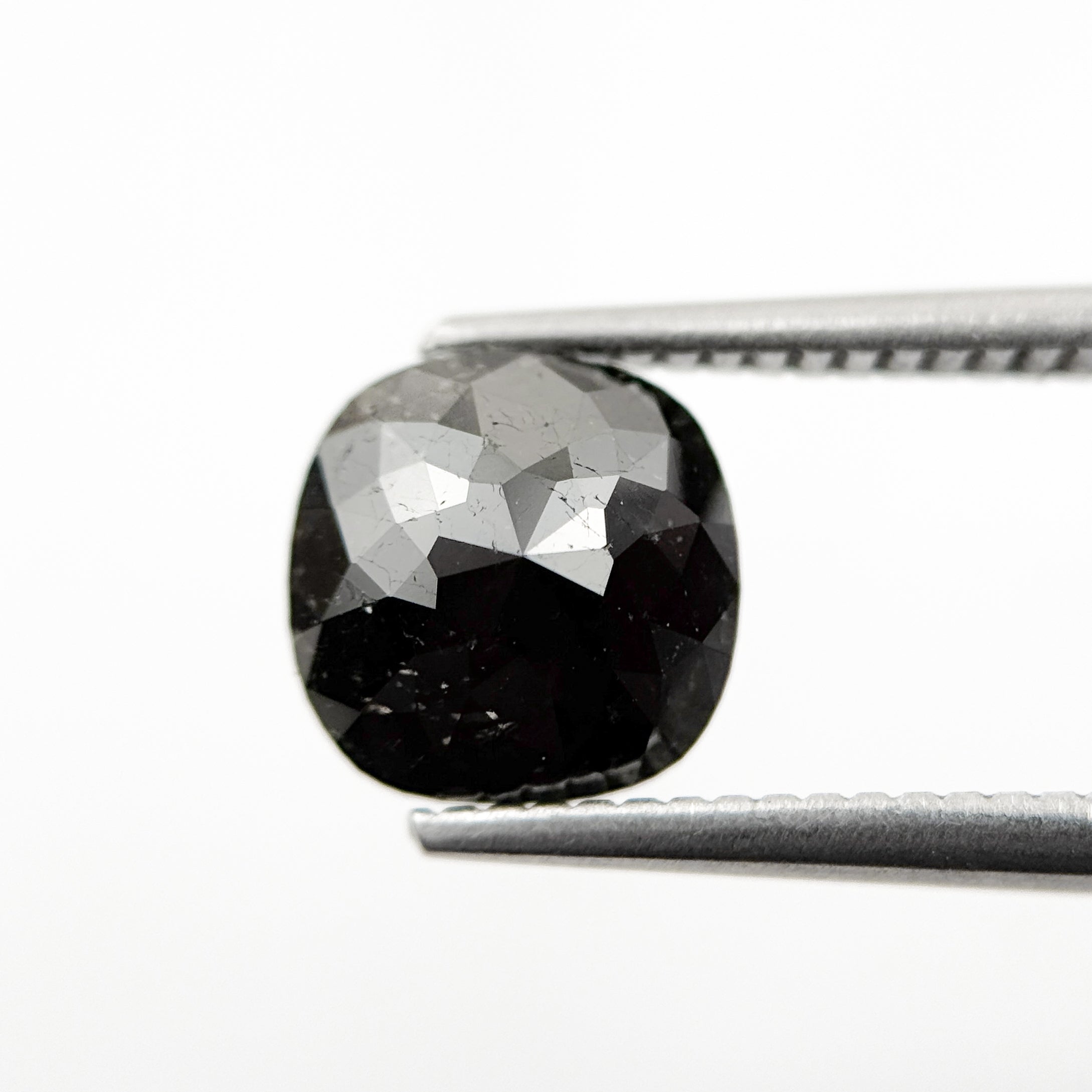 2.44 Ct Cushion Rose Cut Black Natural Fancy Diamond
