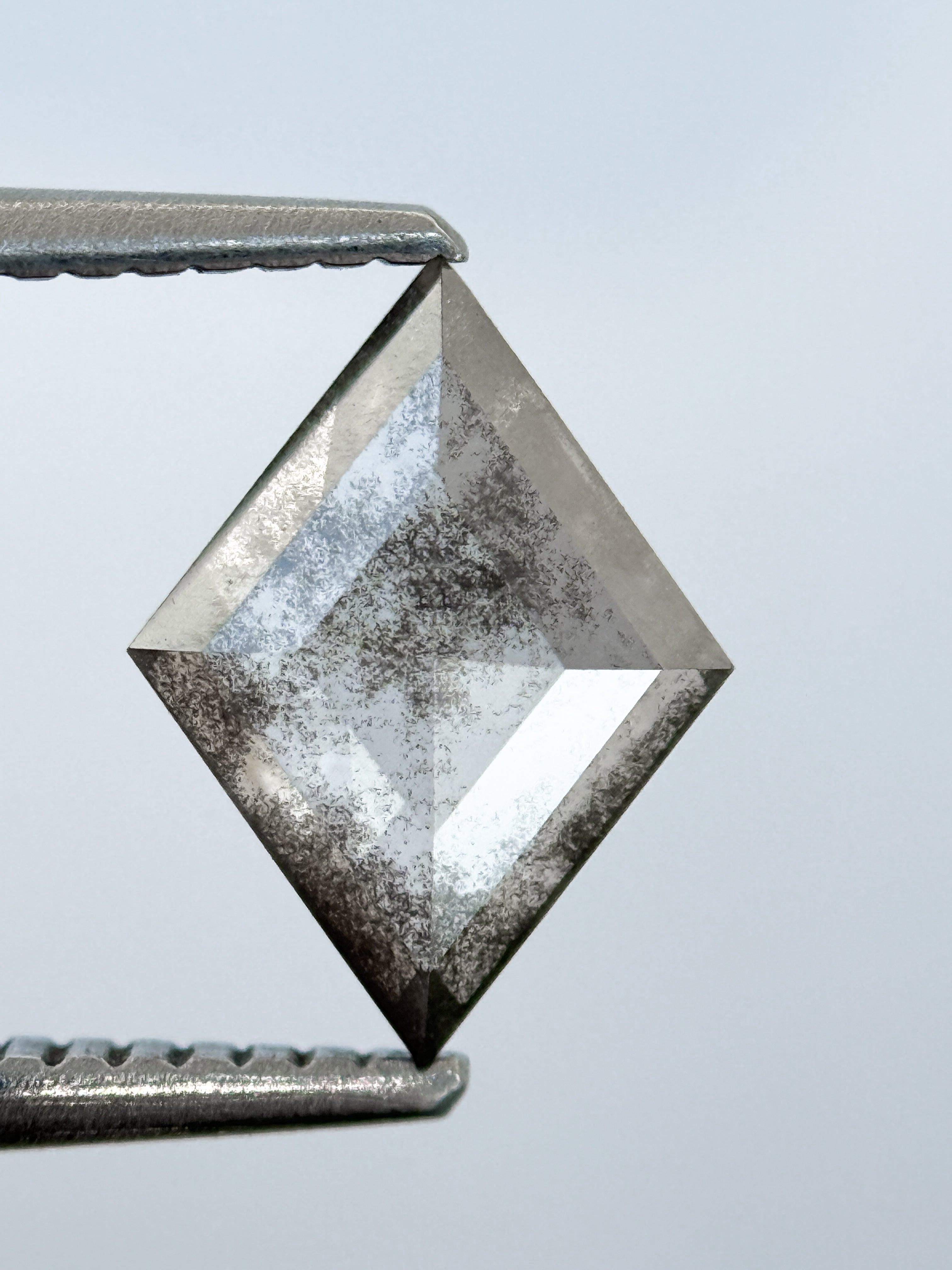 1.26 Ct Kite Rose Cut Grey Natural Salt and Pepper Diamond