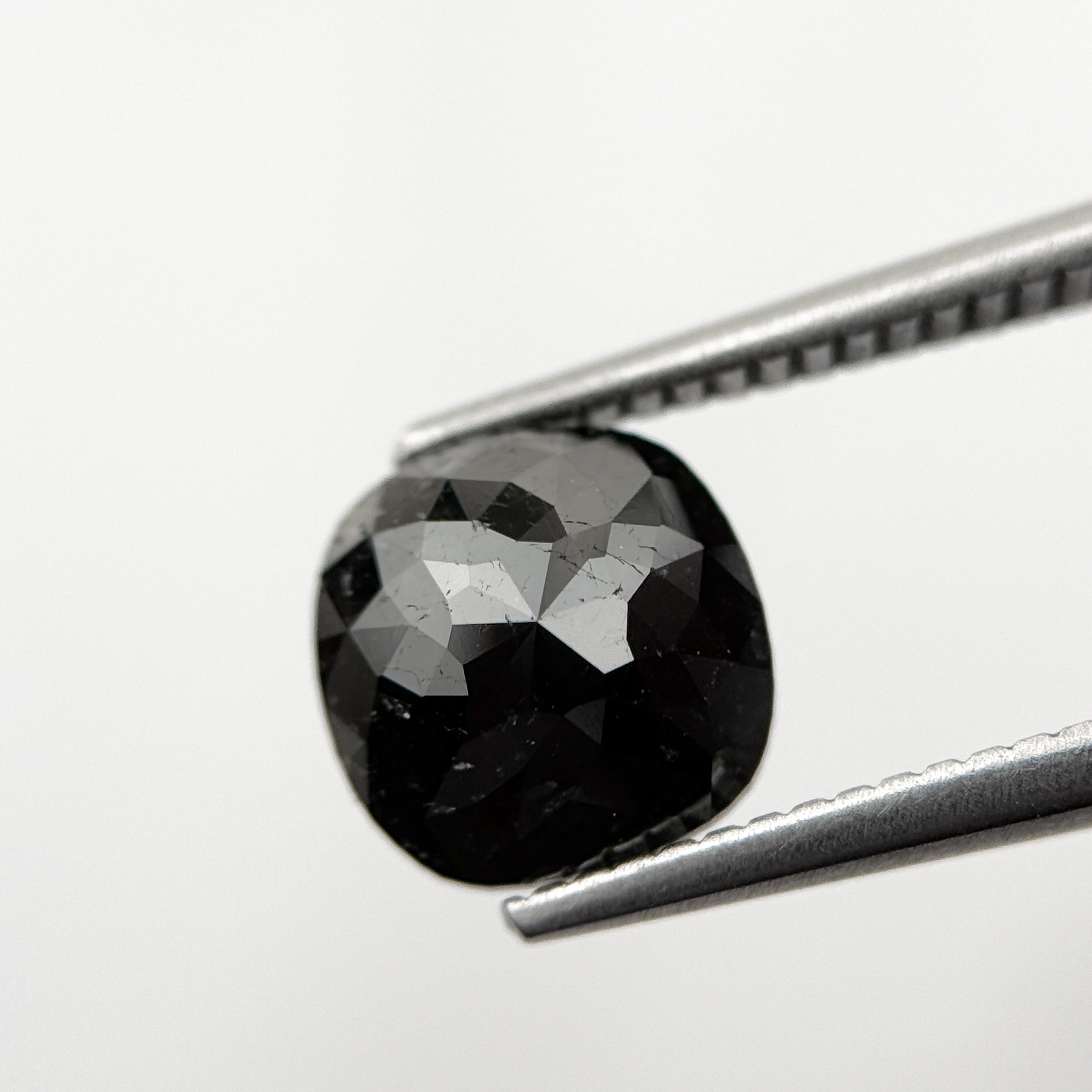 2.44 Ct Cushion Rose Cut Black Natural Fancy Diamond