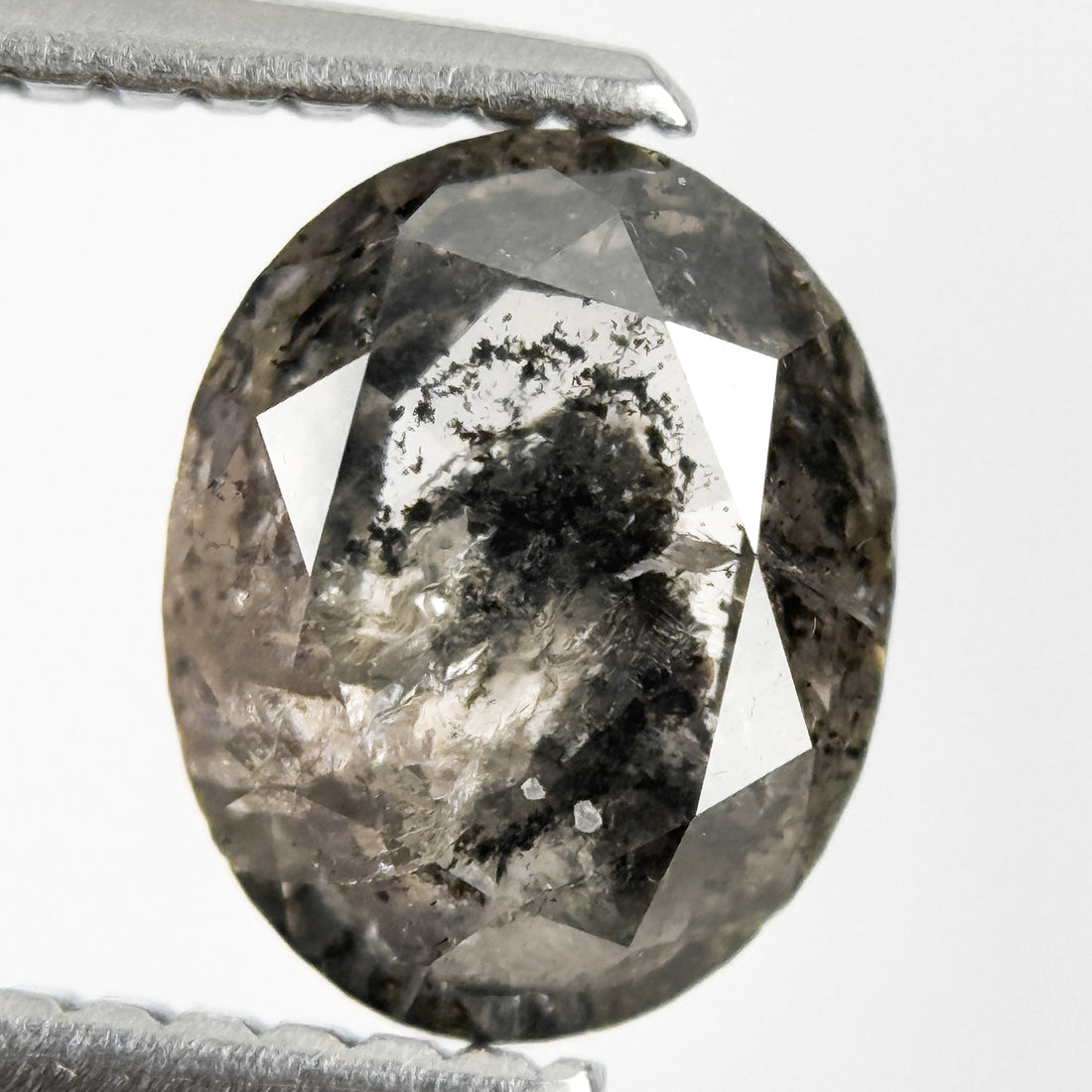 1.65 Ct Oval Rose Cut Grey Natural Salt and Pepper Diamond